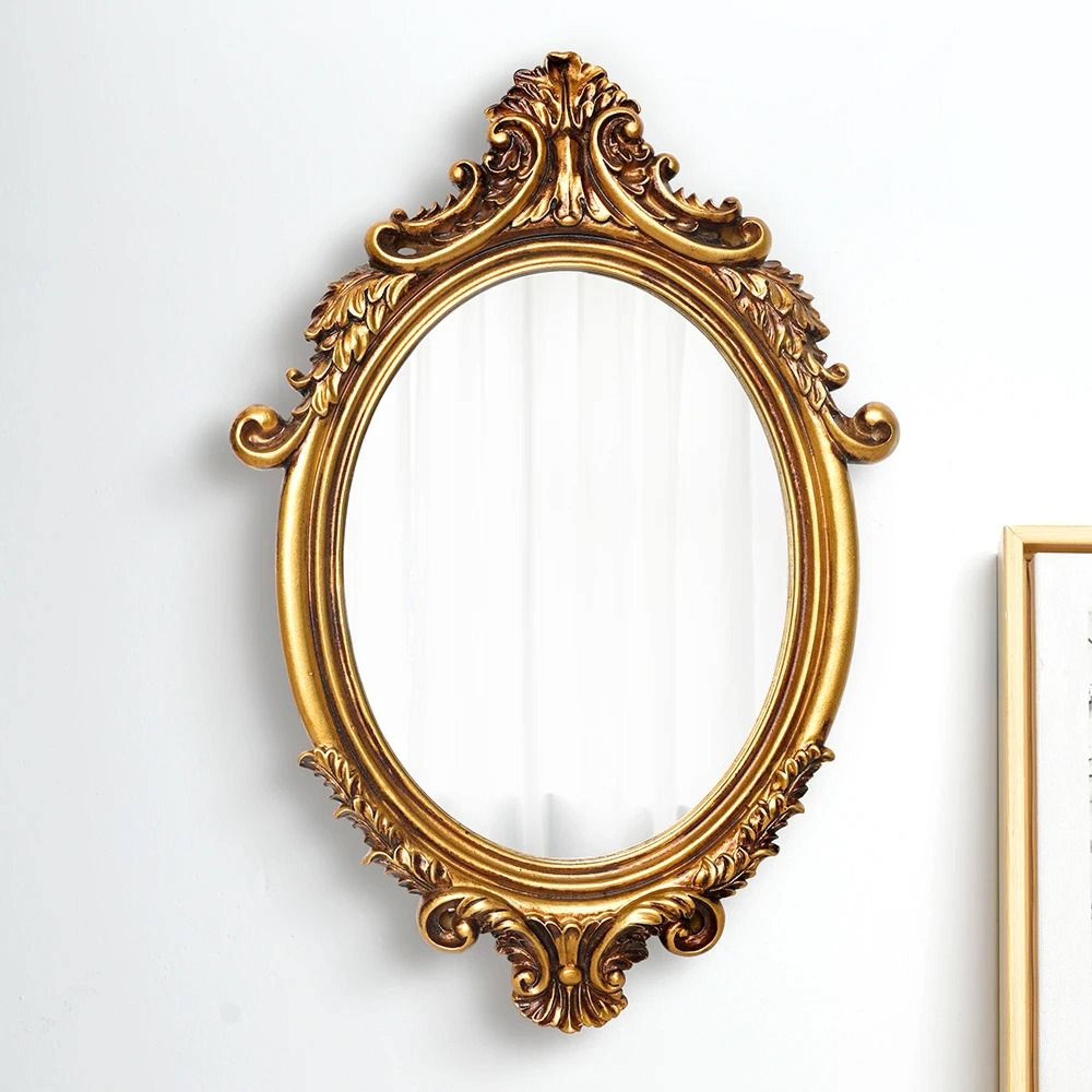 ornate gold oval vintage baroque wall decor mirror (37.5cm)