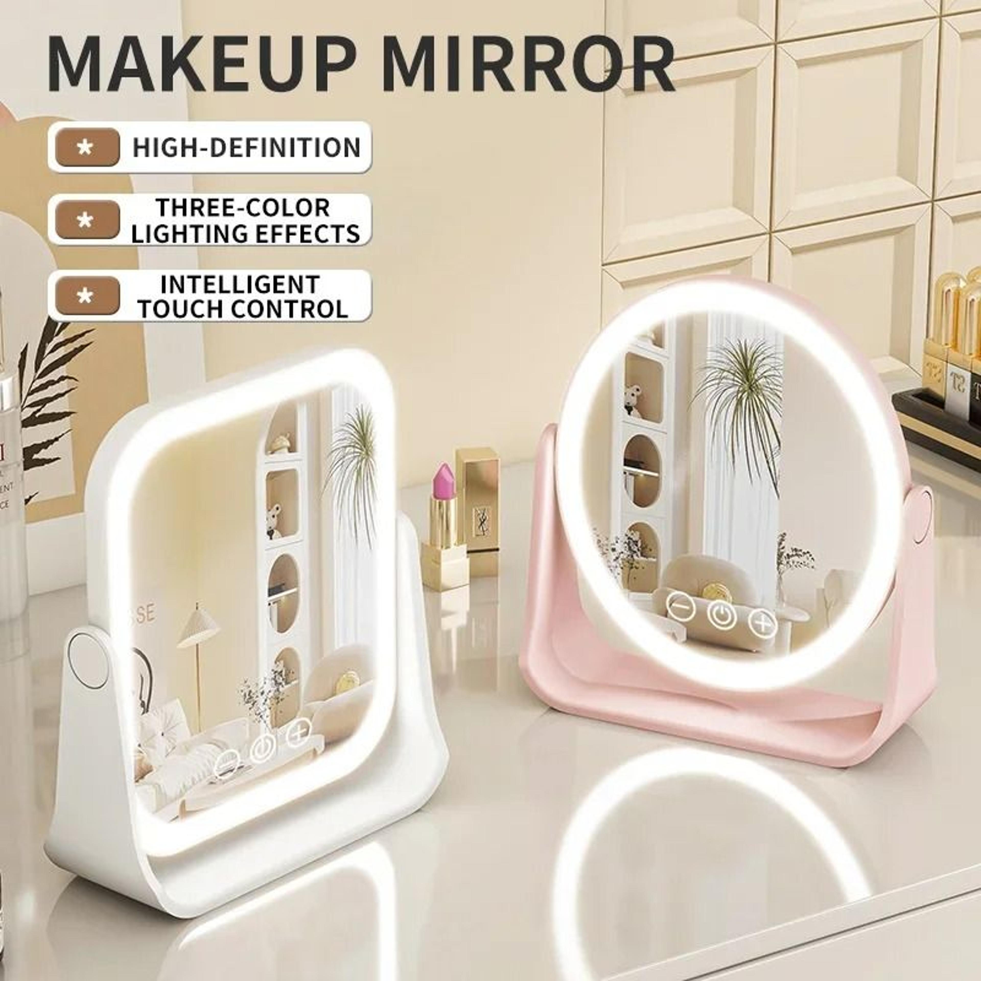 portable led lighted vanity makeup mirror with touch dimming & 3x magnifier
