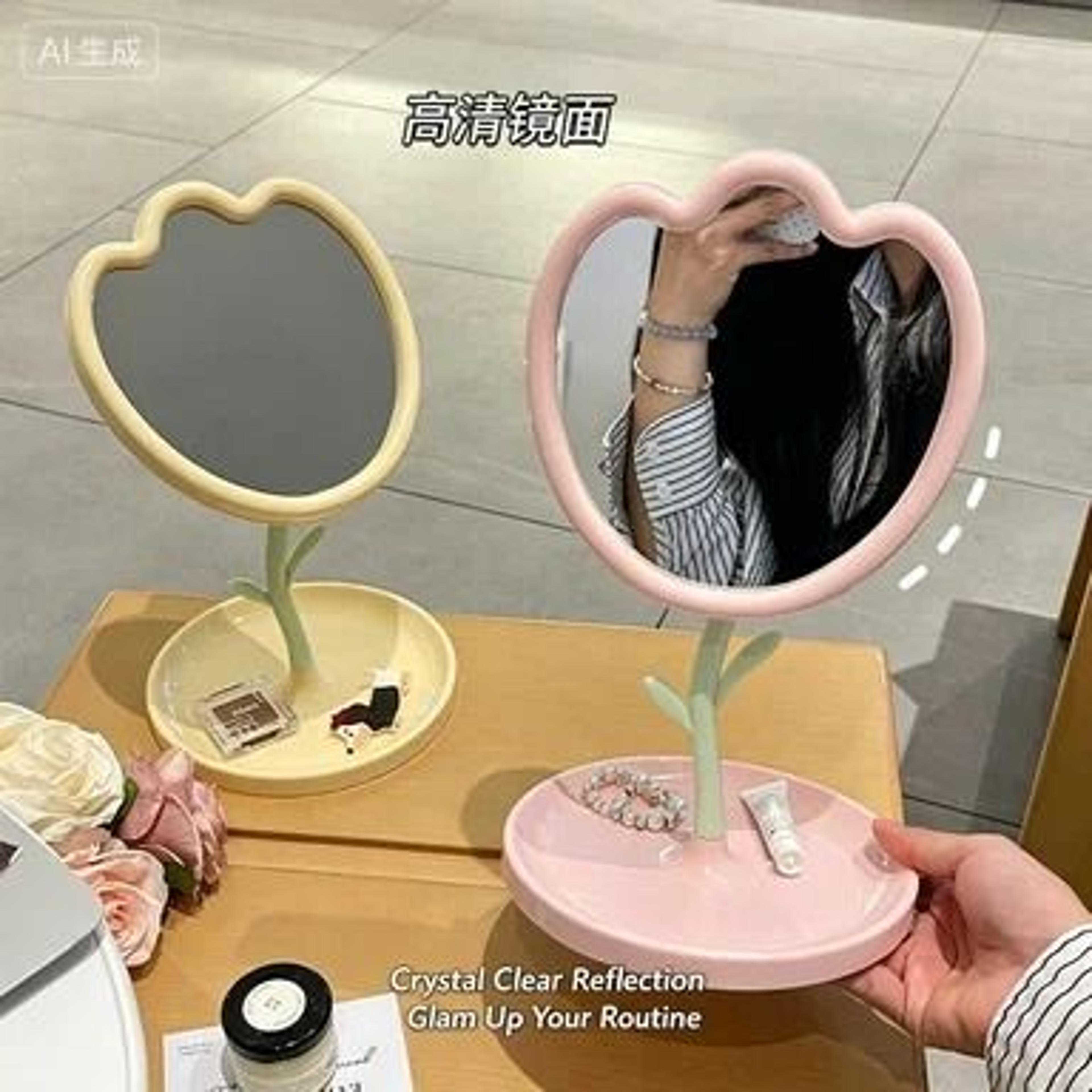 advanced flower tulip rotating desktop makeup princess mirror