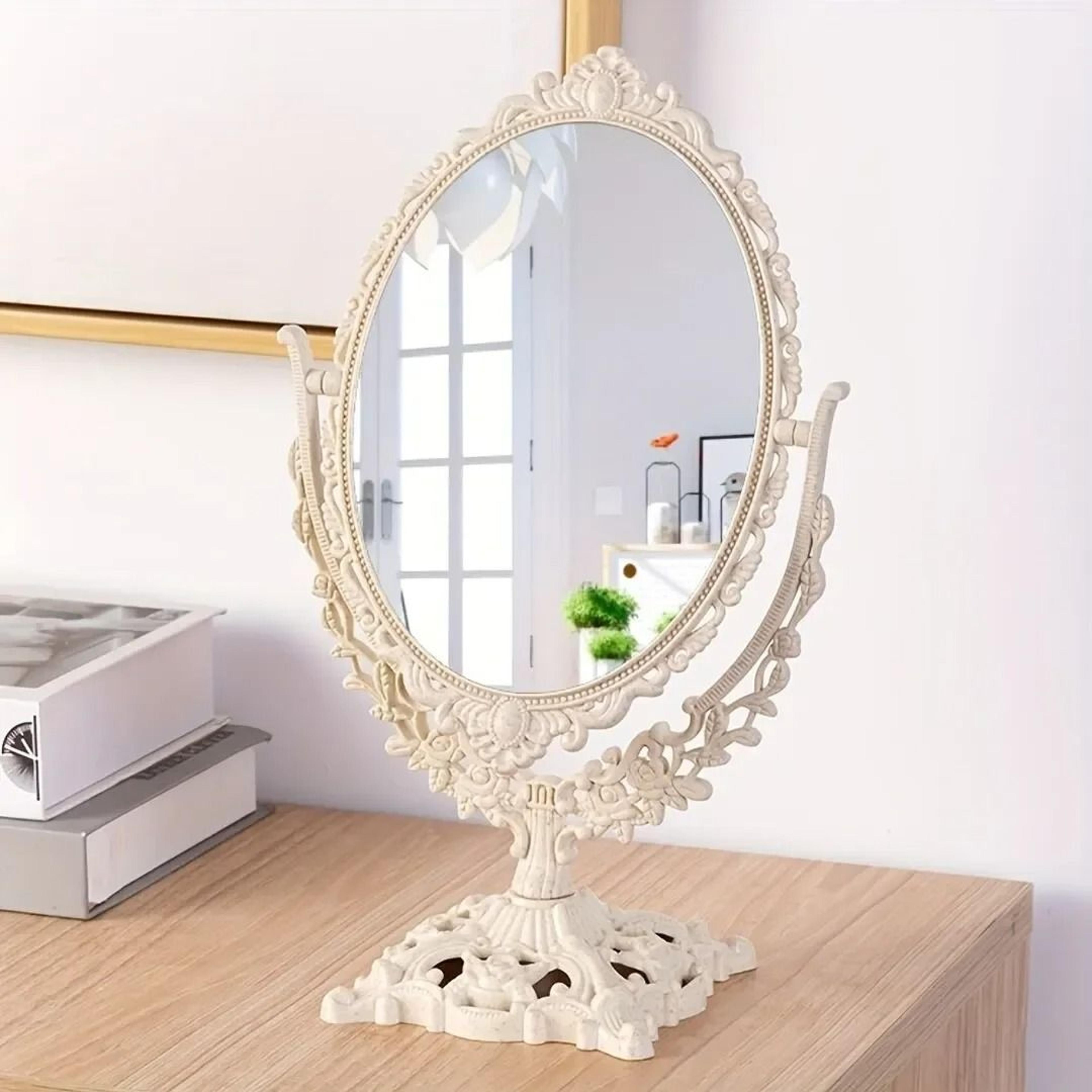 vintage european double-sided desktop rotating makeup mirror