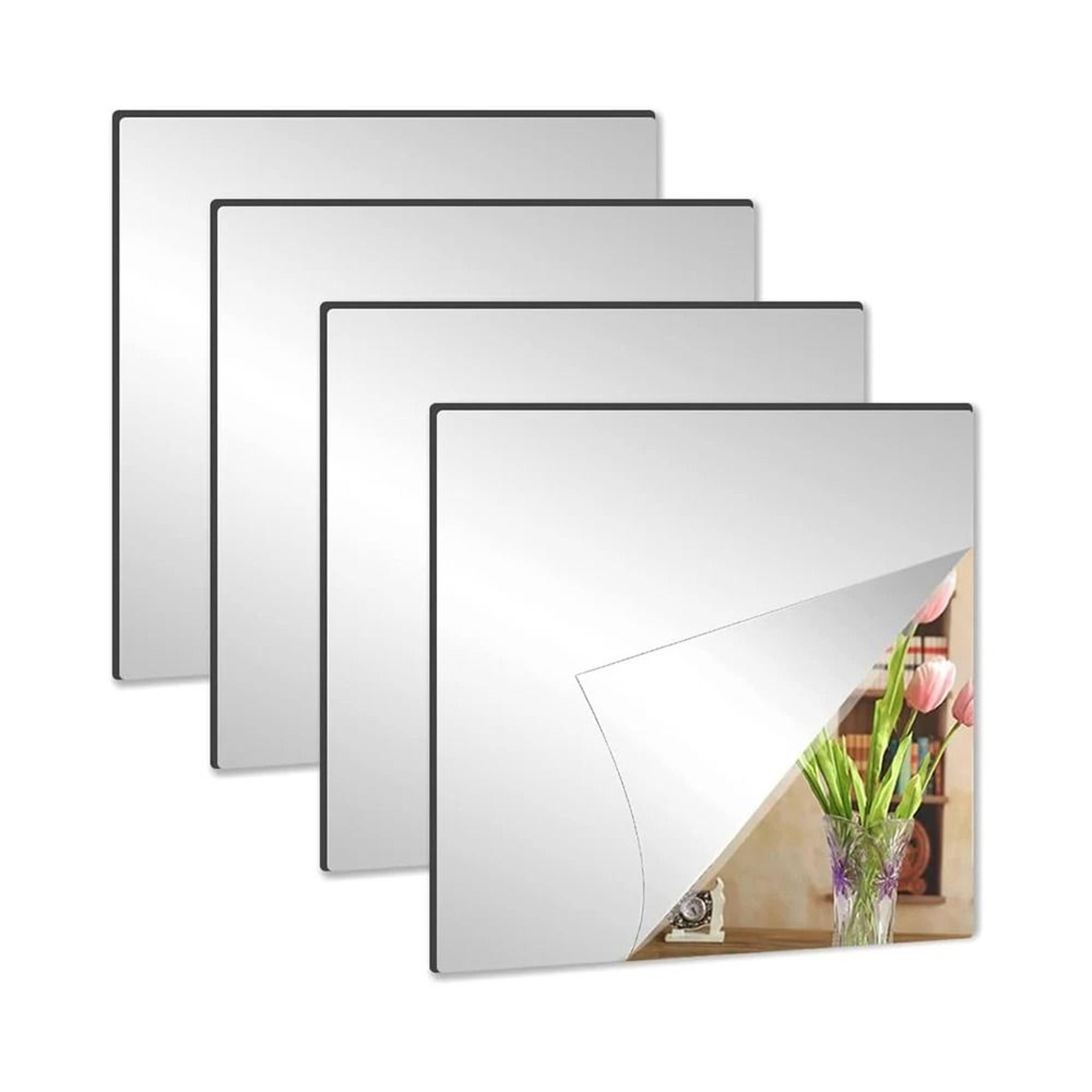 4 pcs acrylic flexible square cuttable wall mirror stickers with self-adhesive backing