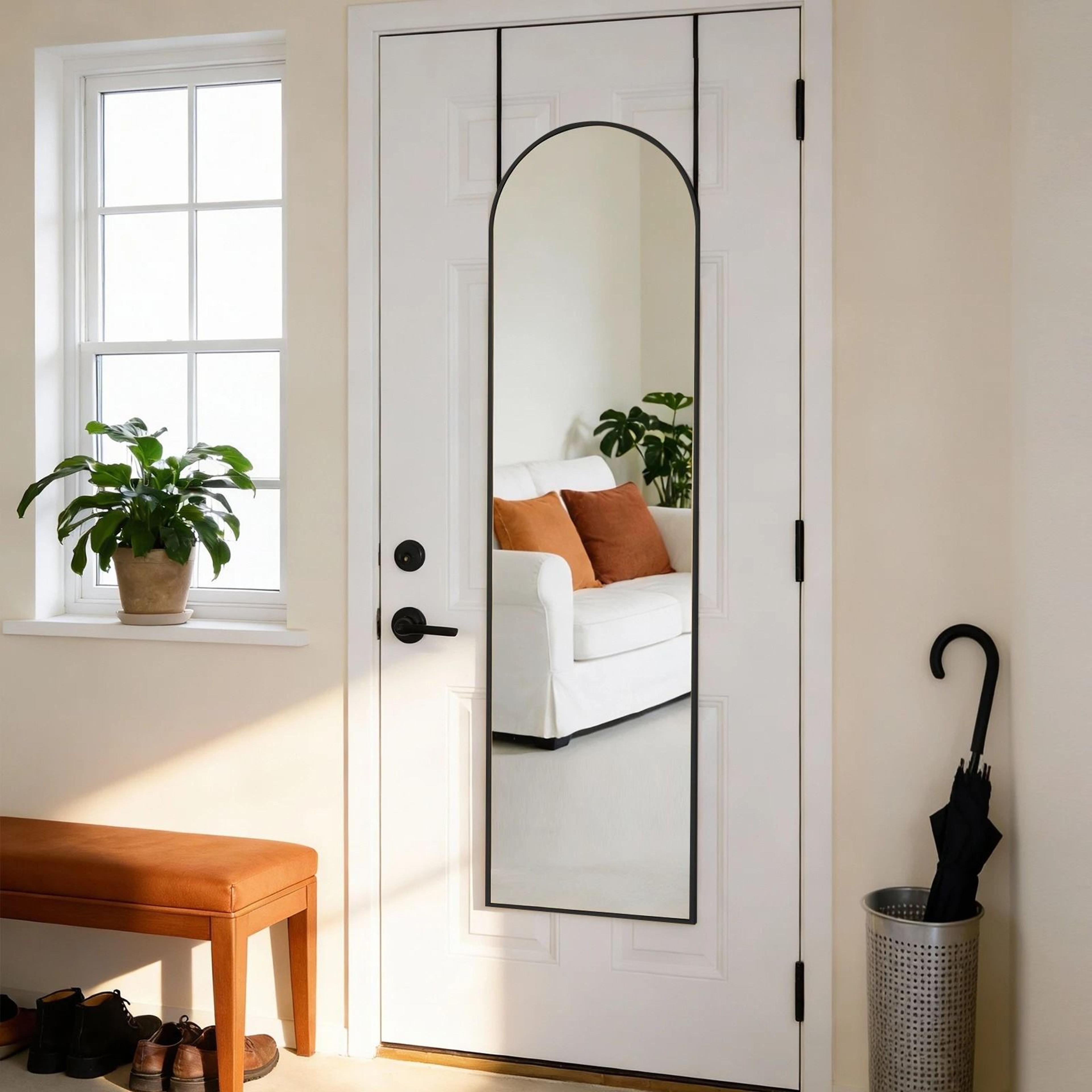 jhk 47"x14" full body wall mirror with aluminum alloy frame & stand