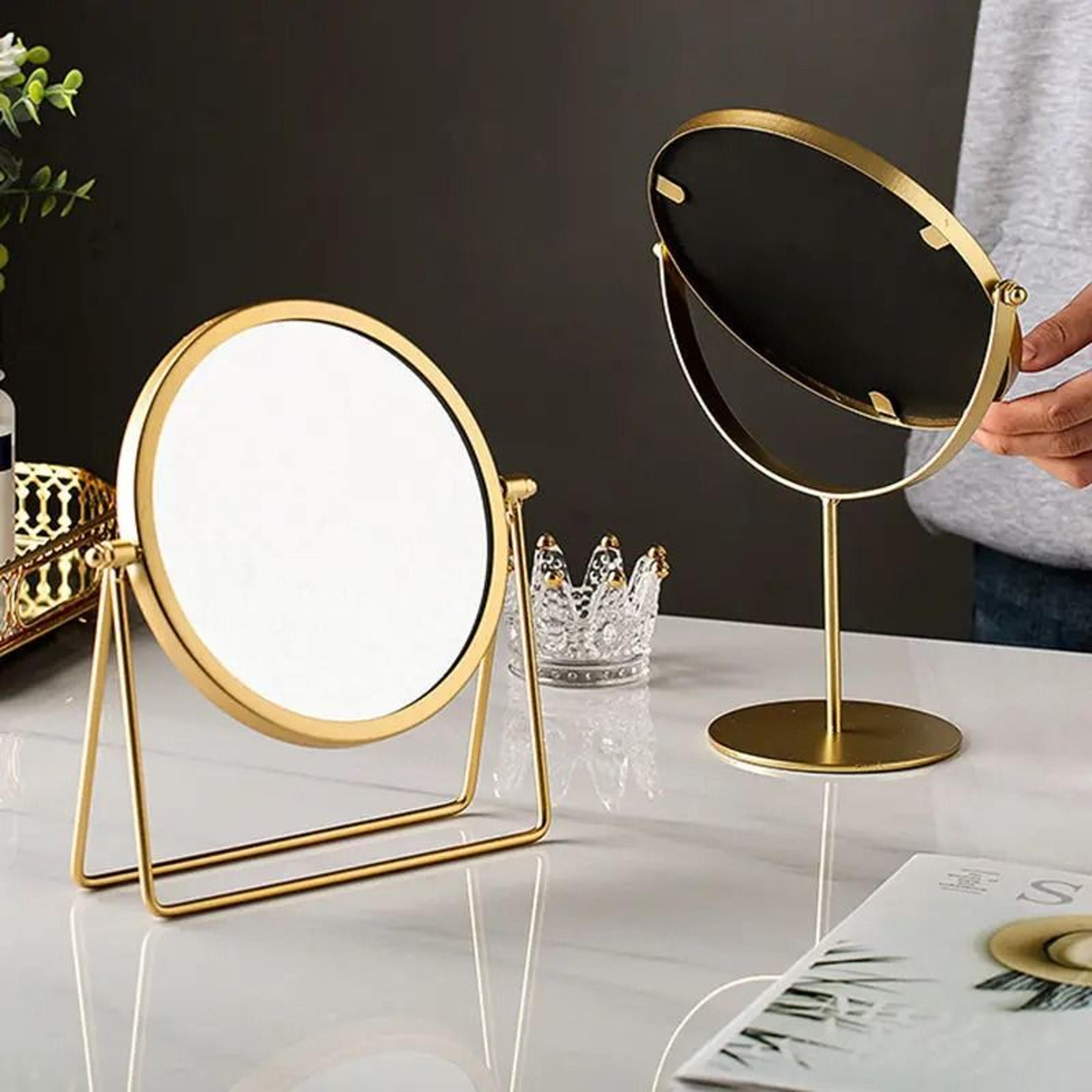 nordic iron art gold round desktop makeup mirror for bedroom & bathroom vanity