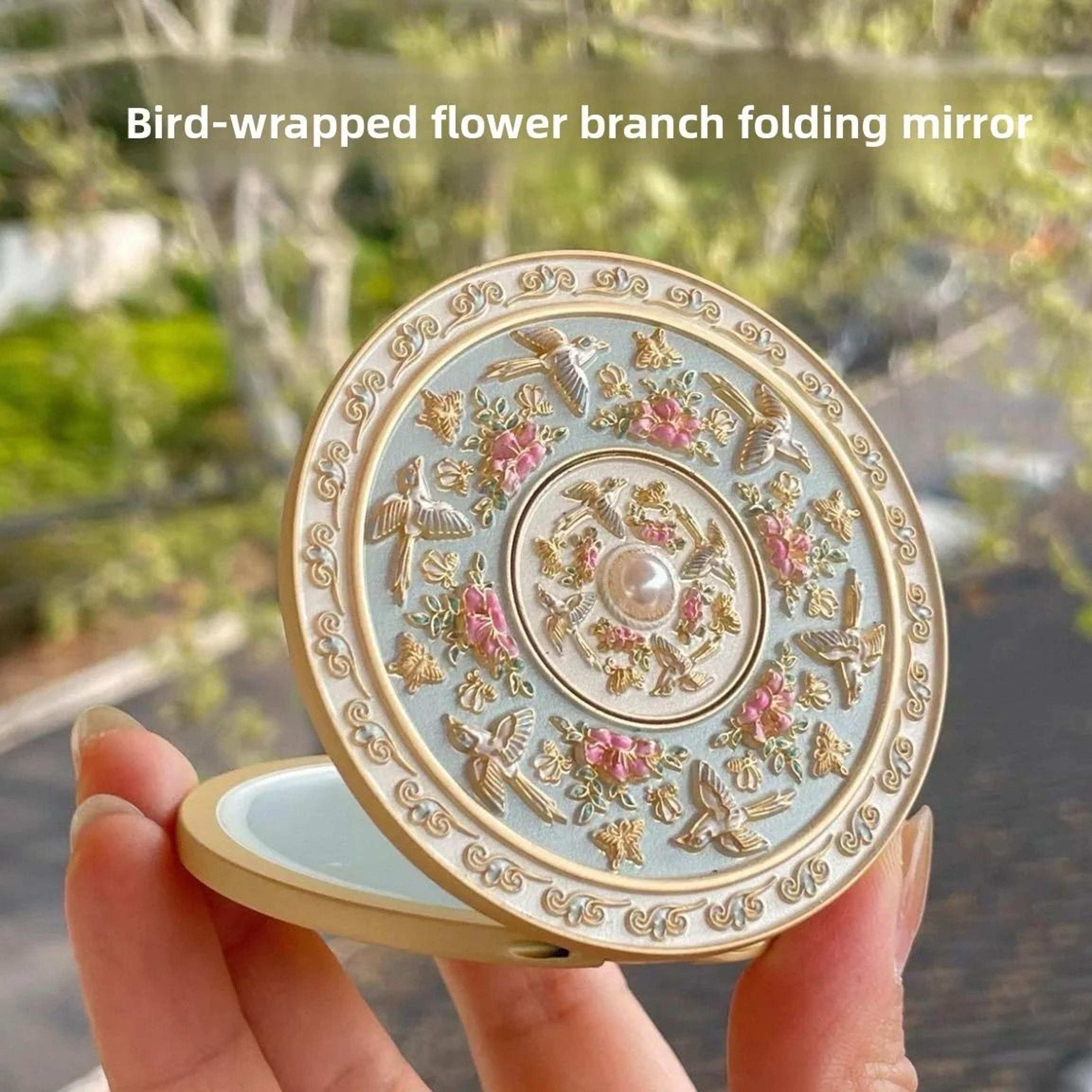 beijing oriental flower & bird folding double-sided handheld & desktop mirror