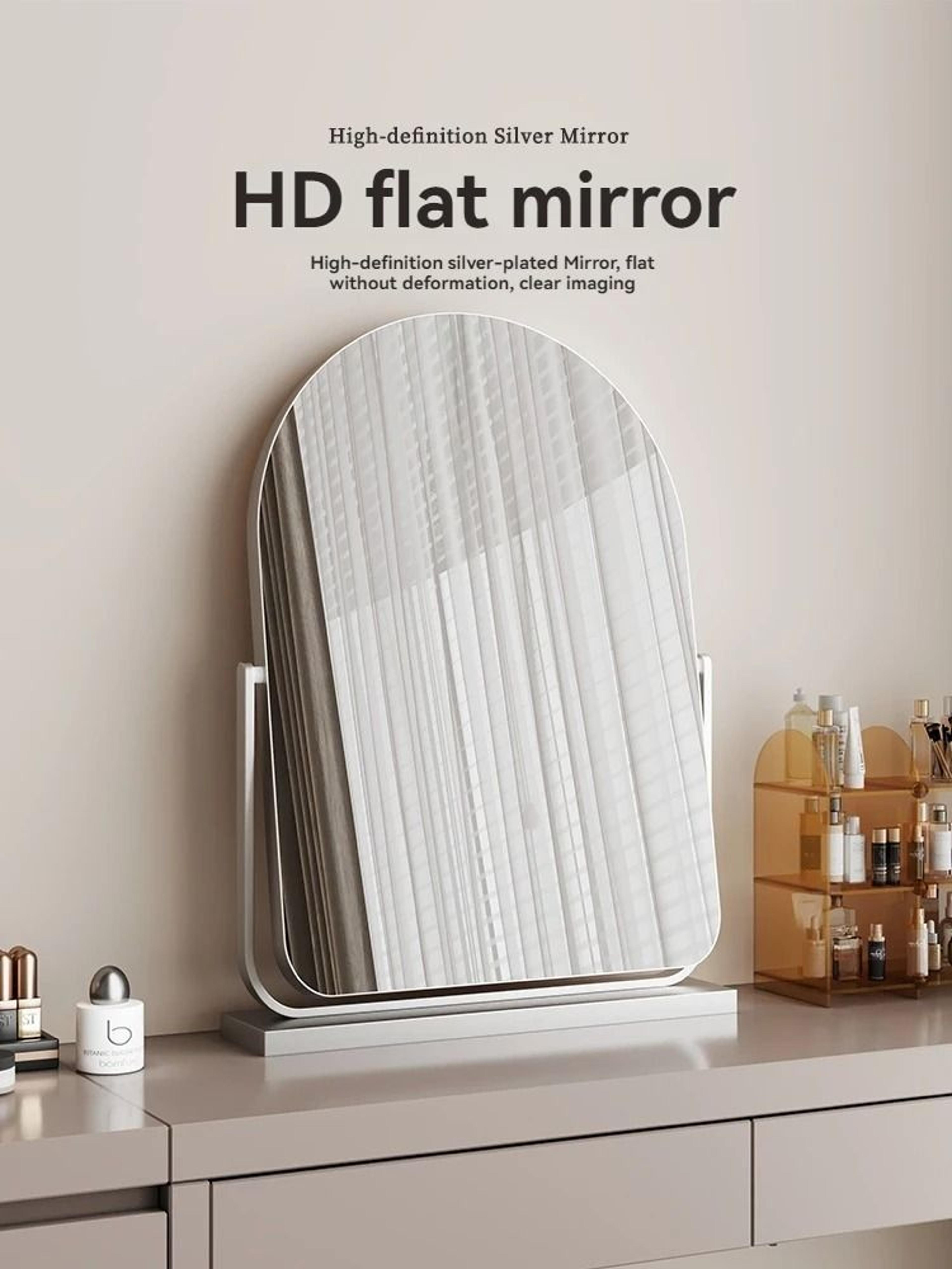 large arched desktop makeup mirror with 360° rotating stand for bedroom & vanity