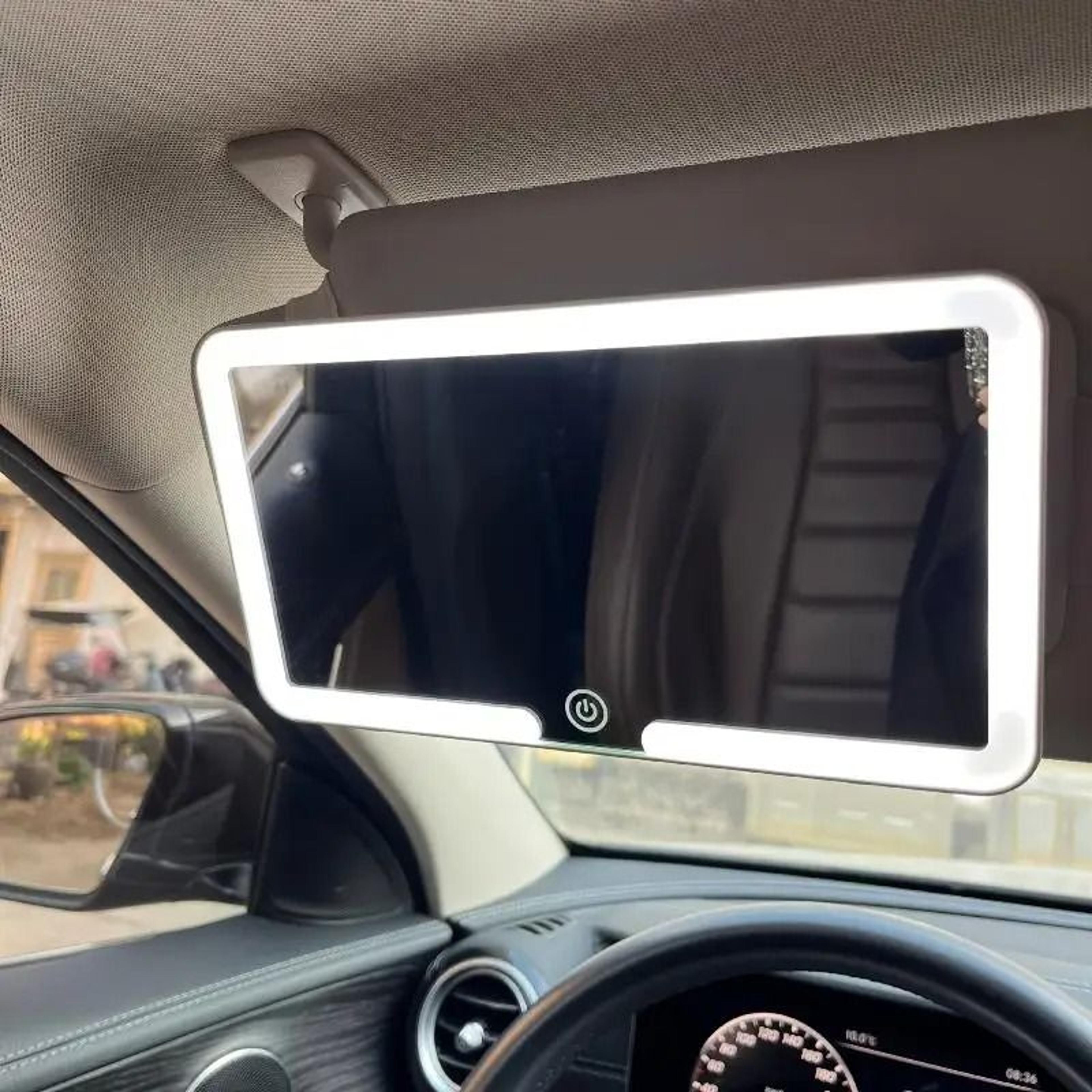 rechargeable led car sun visor vanity mirror with touch control & ultra-thin design
