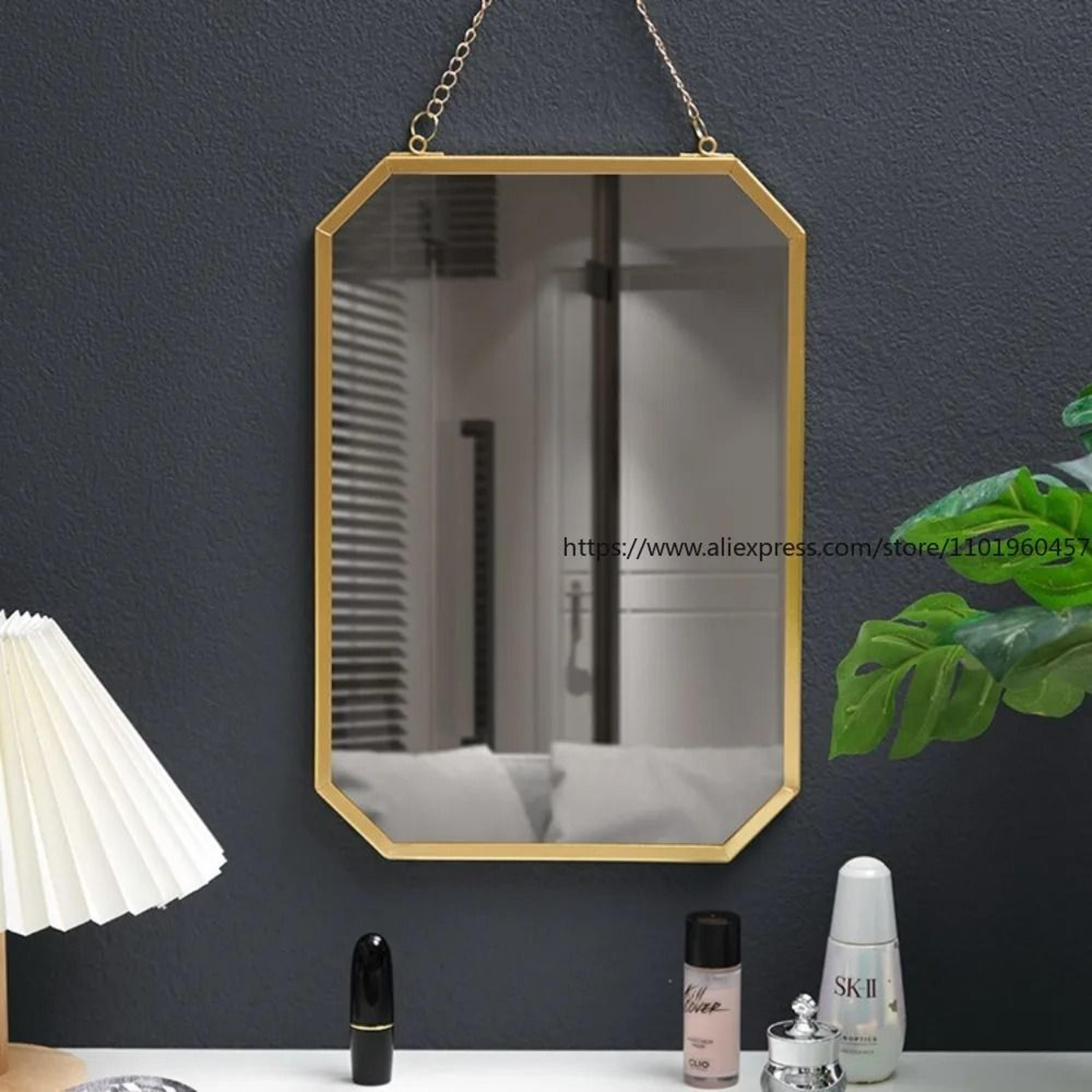 nordic wrought iron square wall-mounted vanity mirror for bathroom