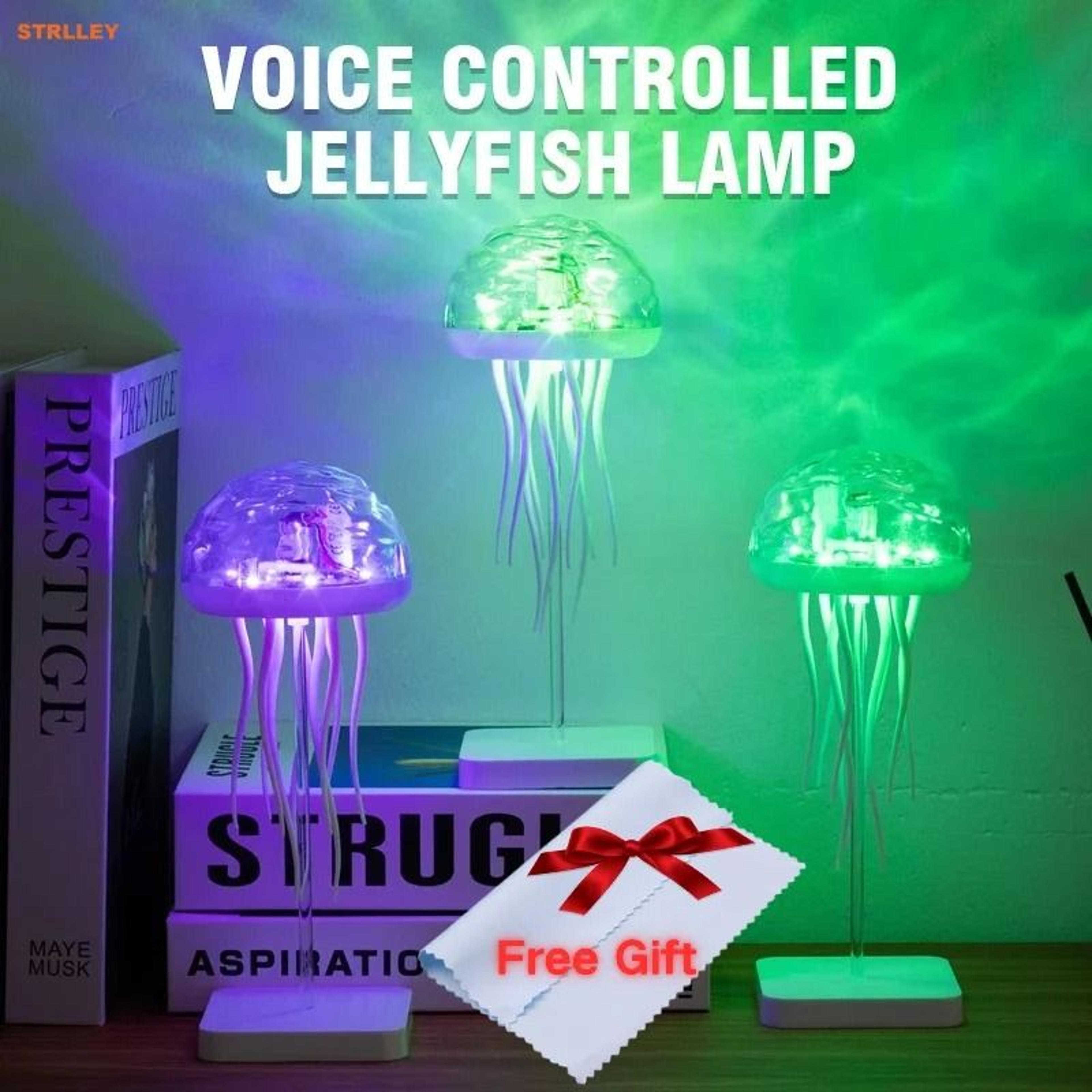 cute cartoon jellyfish voice-controlled rotating rgb led night light & bedside lamp