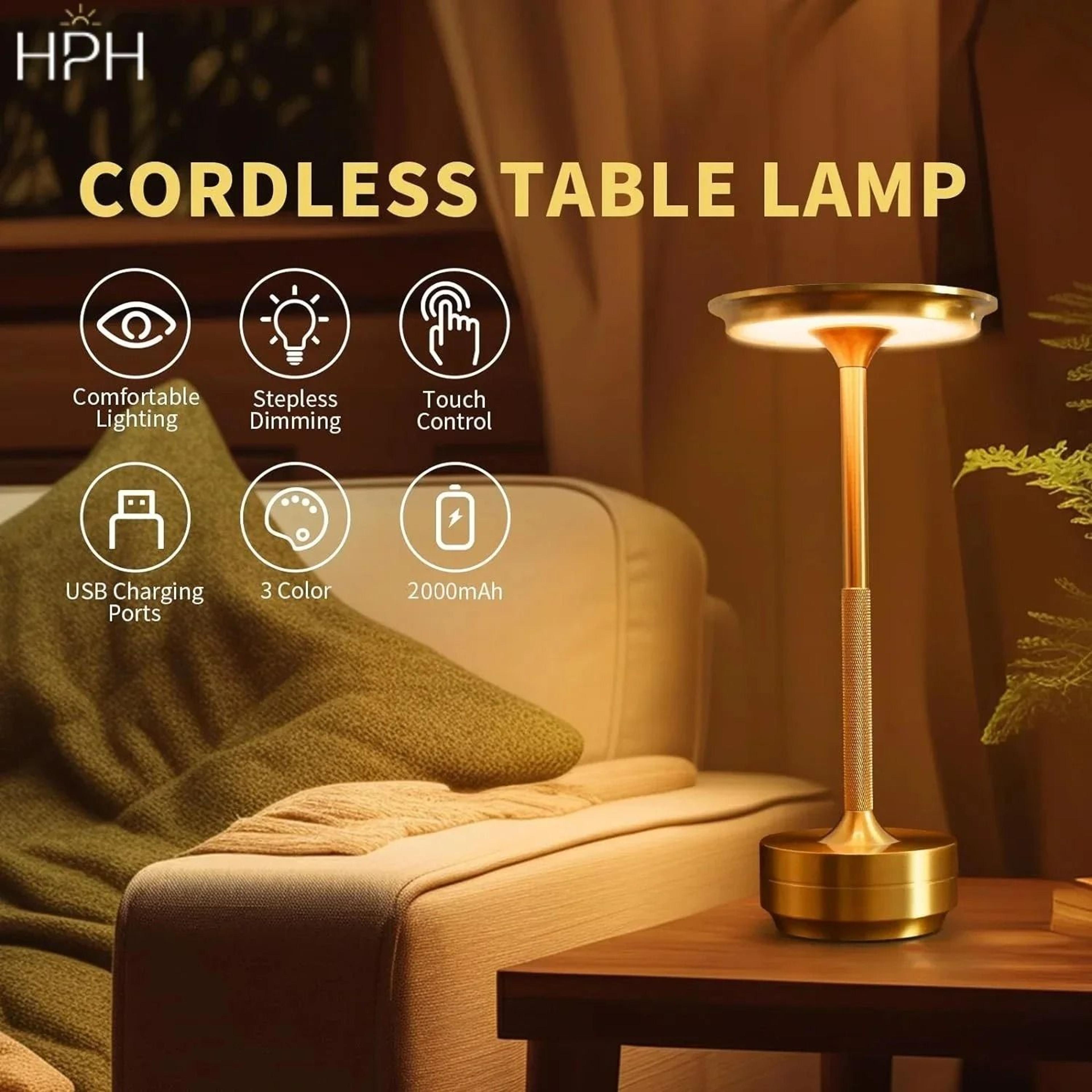 classic retro wireless dimmable led touch table lamp with rechargeable battery