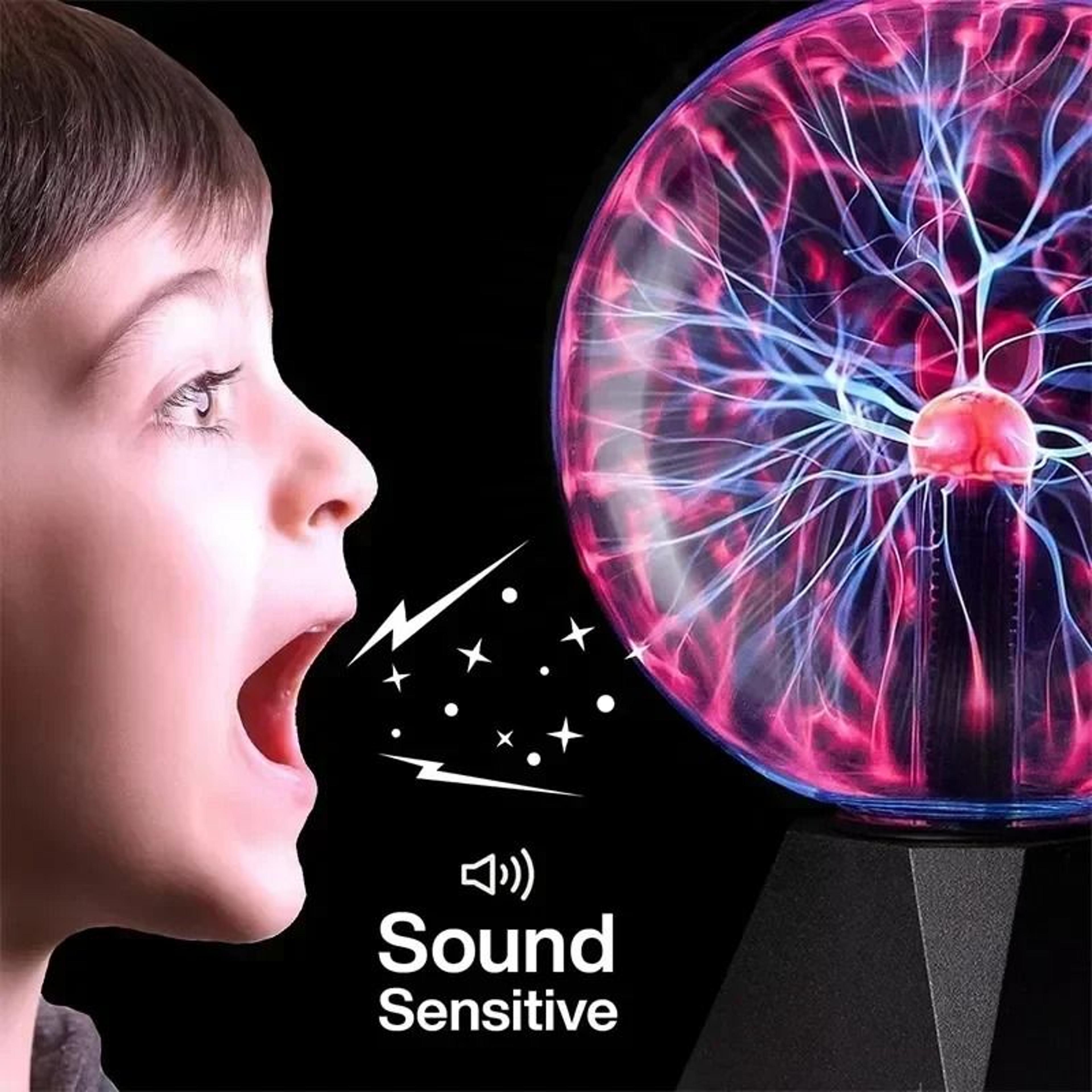 8-inch sound-reactive magic plasma ball lamp with touch & voice sensitive lightning effects