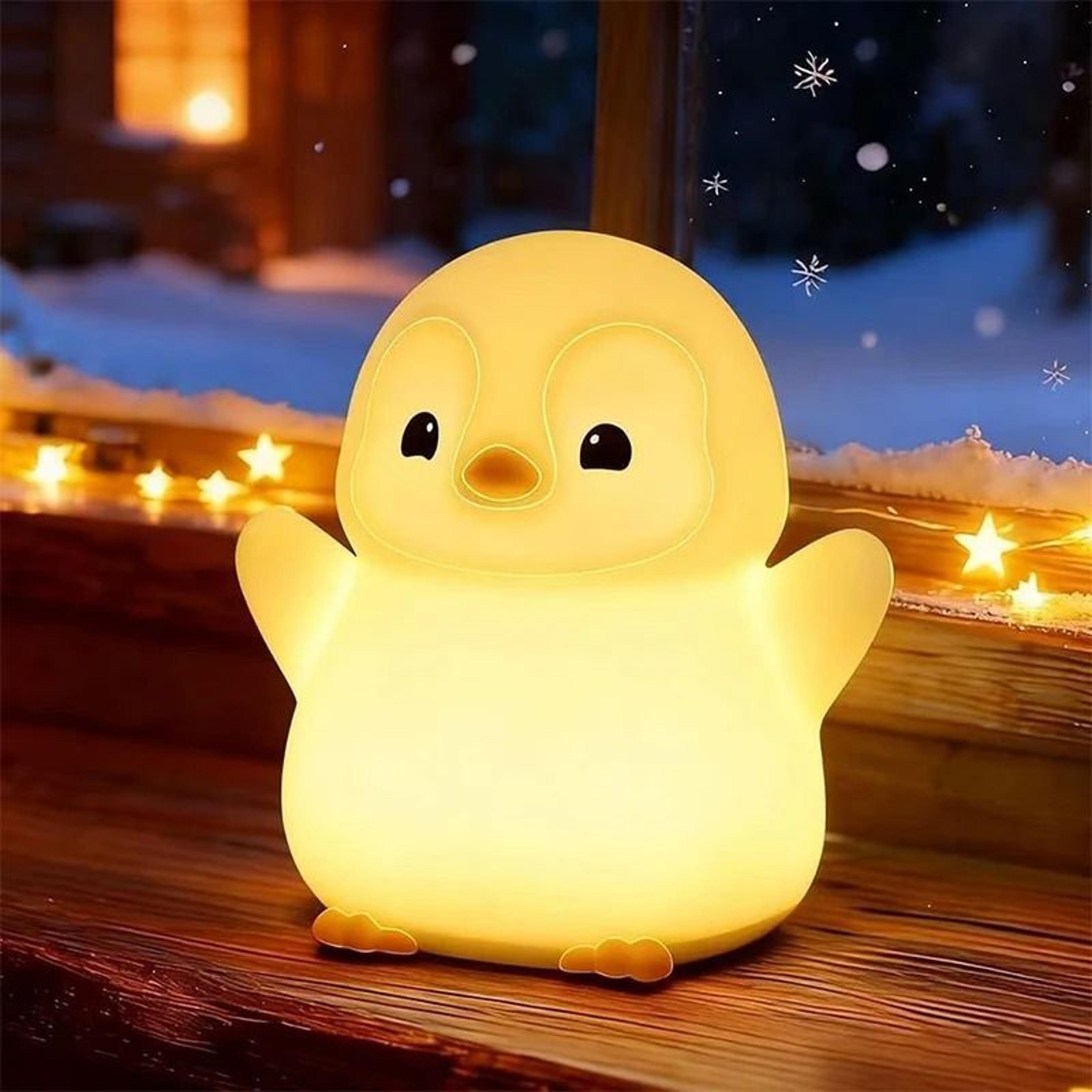 cute penguin led nursery night light (squishy dimmable silicone touch lamp)