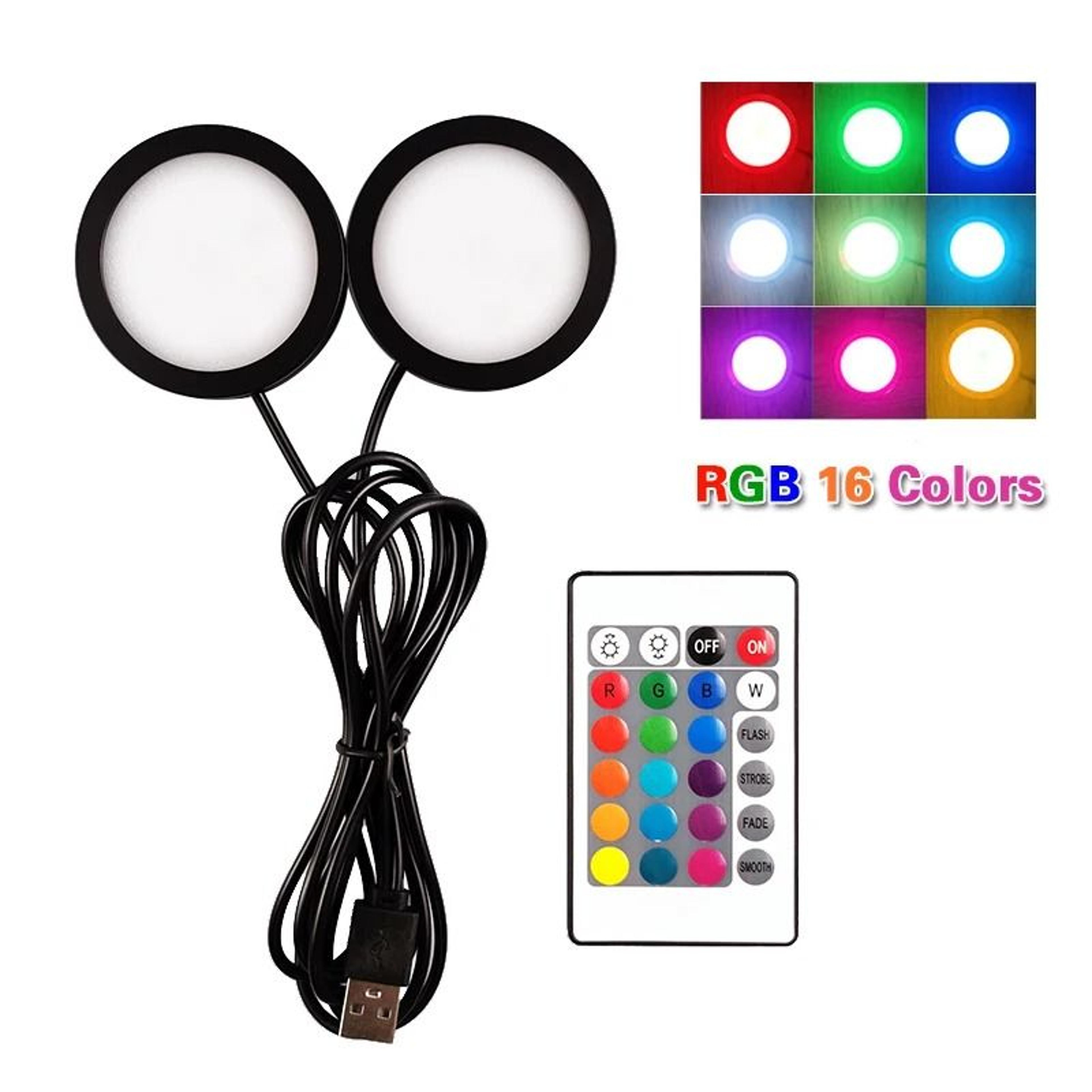 dual led usb mini spotlights with rgb remote control for jewelry cabinets & showcases