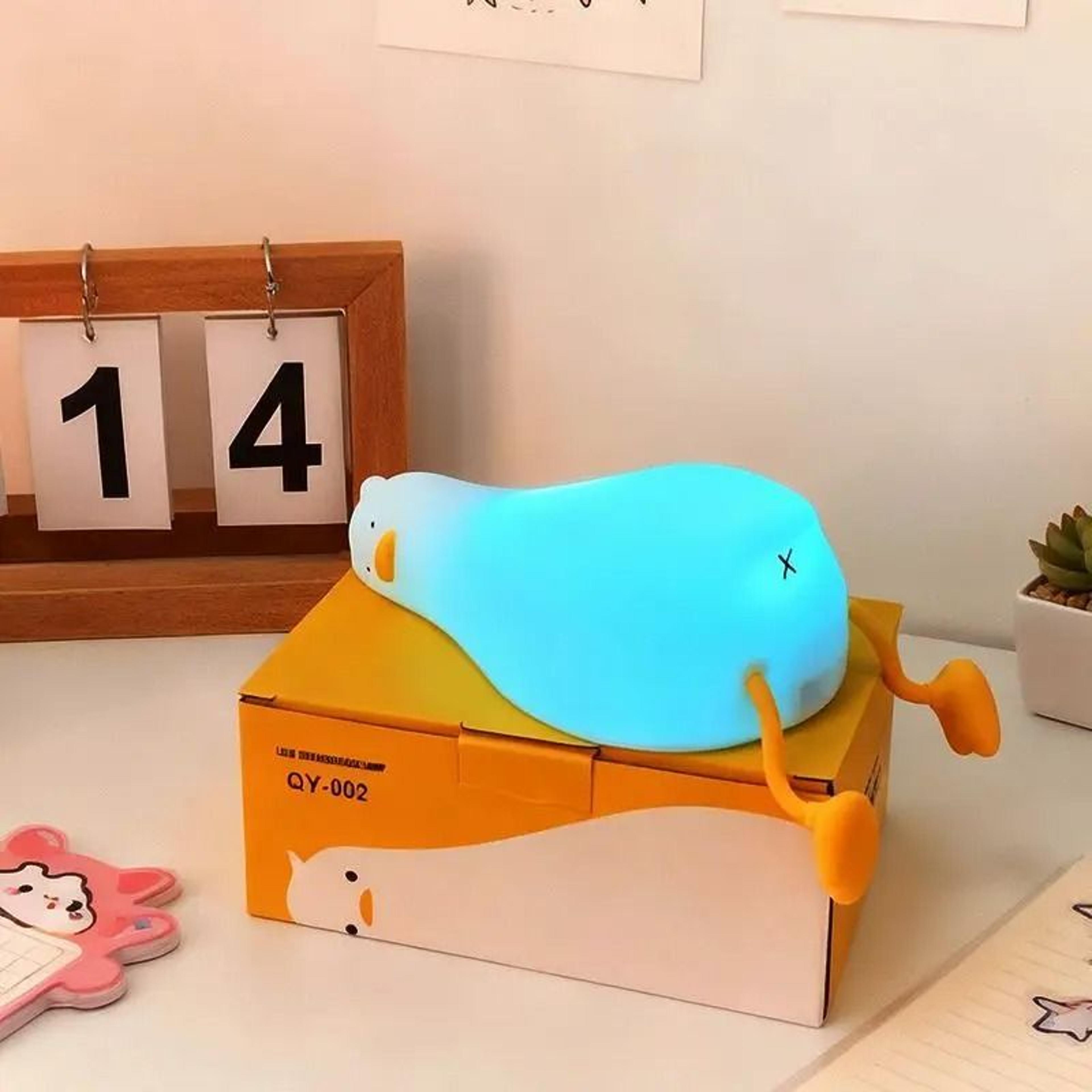 cute rechargeable squishy duck led night light & touch silicone bedside lamp