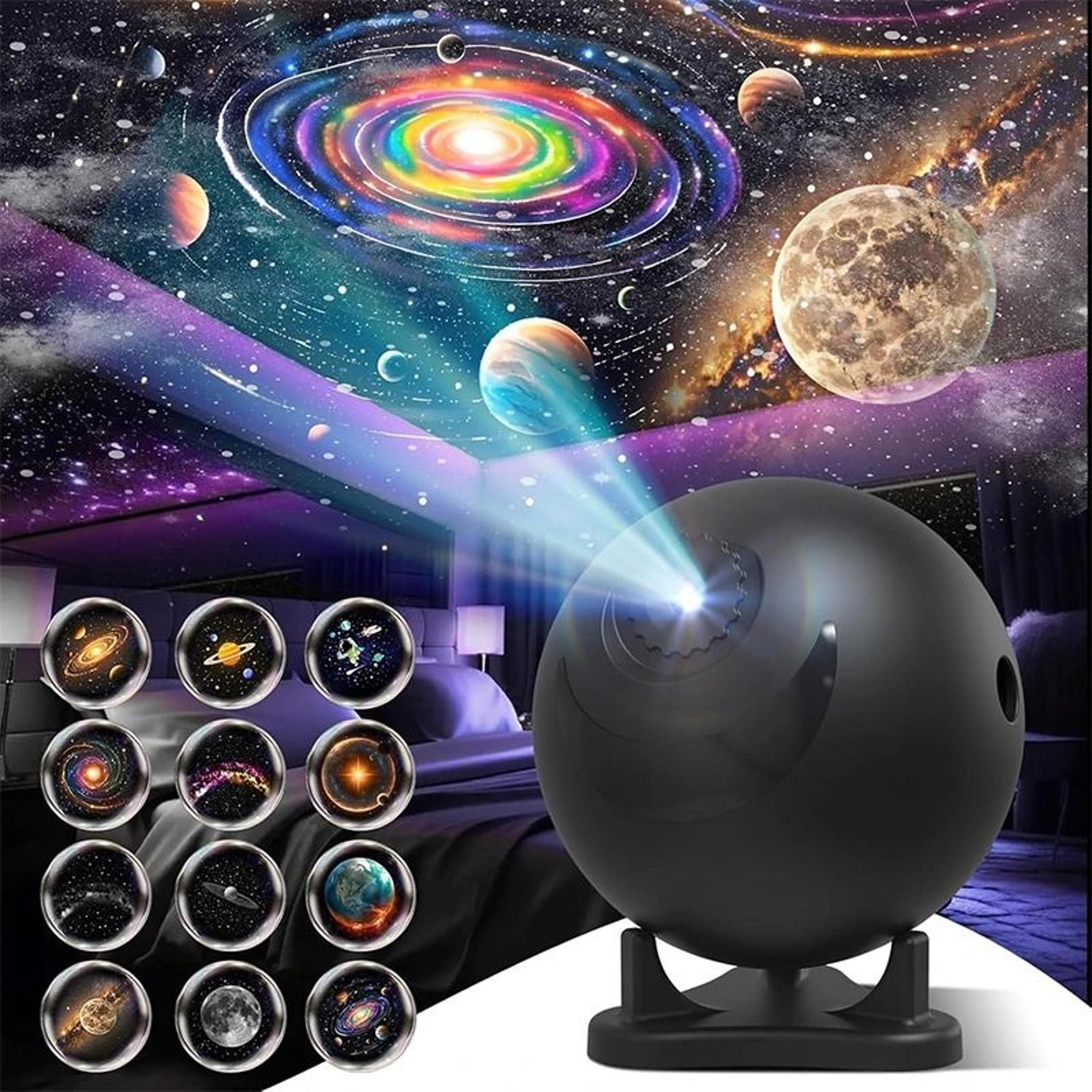 360° rotating planetarium star & galaxy projector (12 hd discs included)
