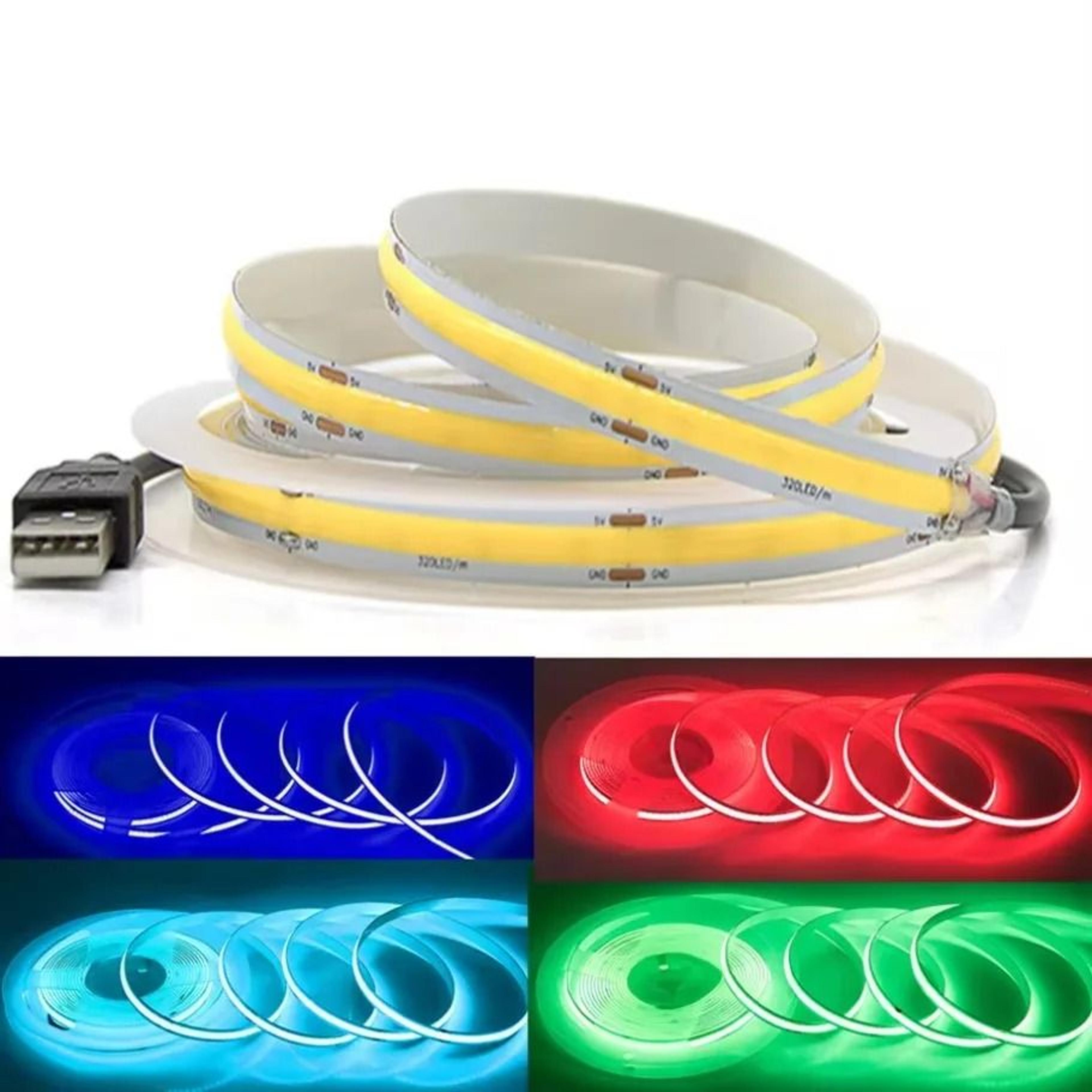 high-density 5v usb cob led light strip (320 leds/m flexible ribbon rope)