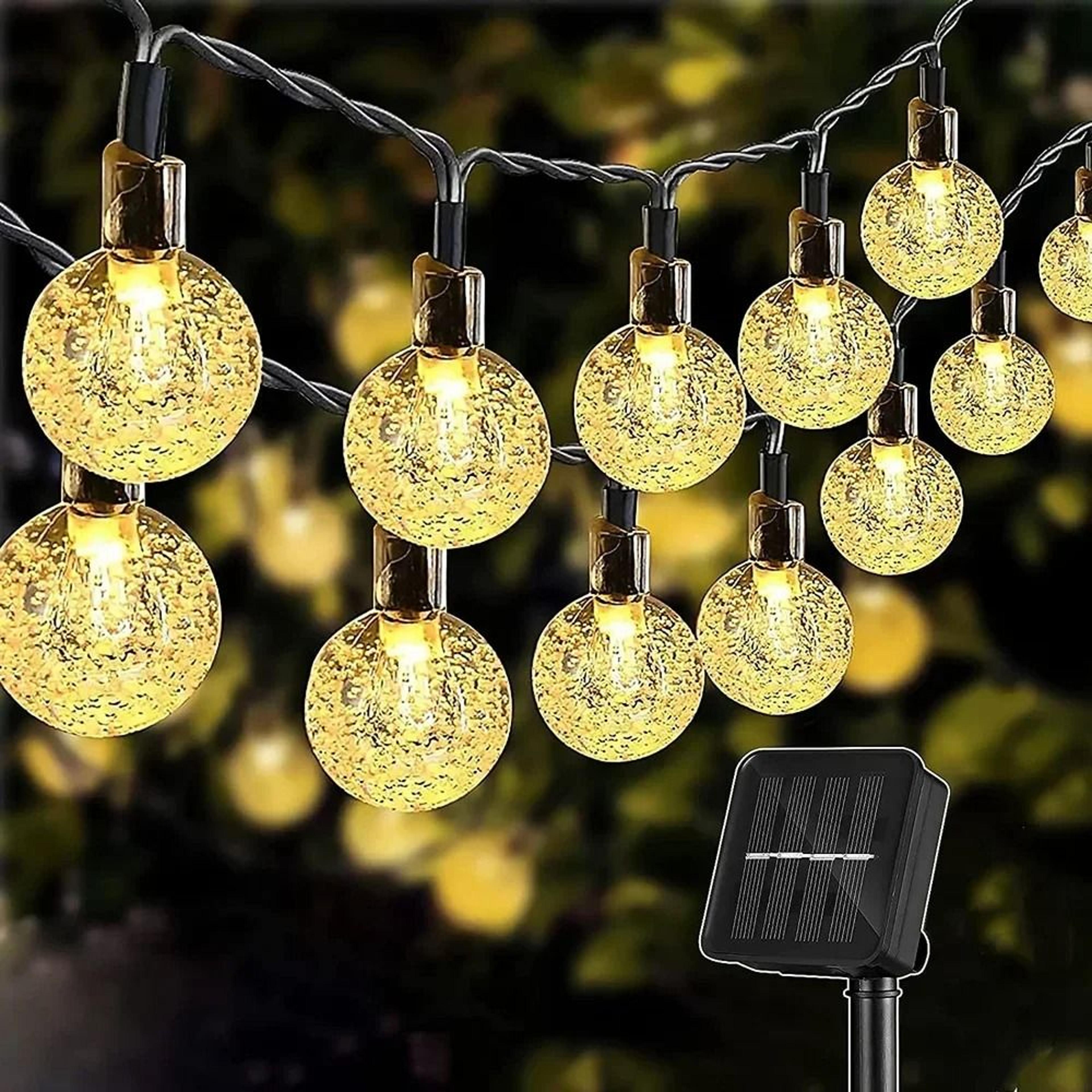 solar crystal globe led string lights (60 led, 8 modes, ip65 waterproof)