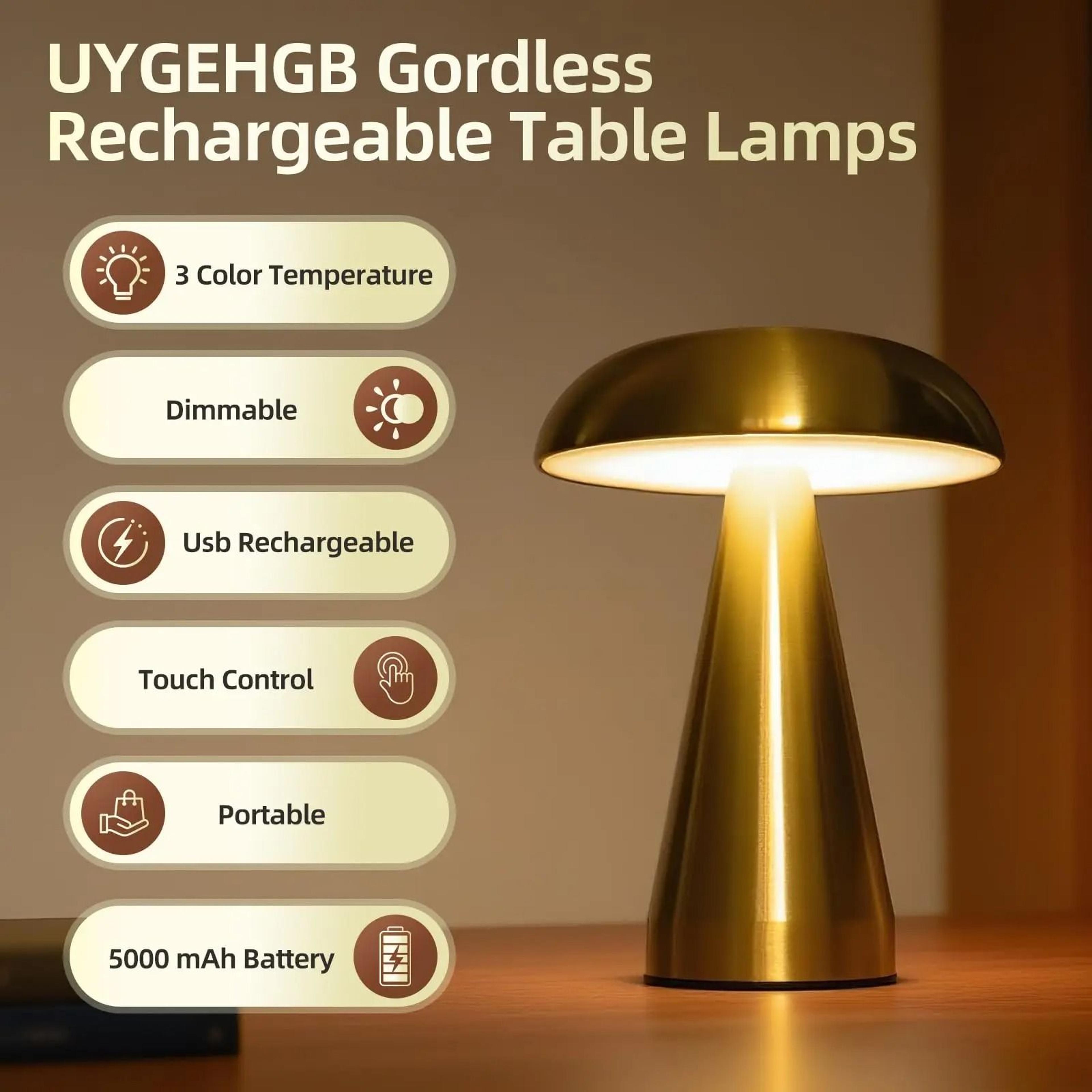 retro rechargeable mushroom led table lamp with touch sensor