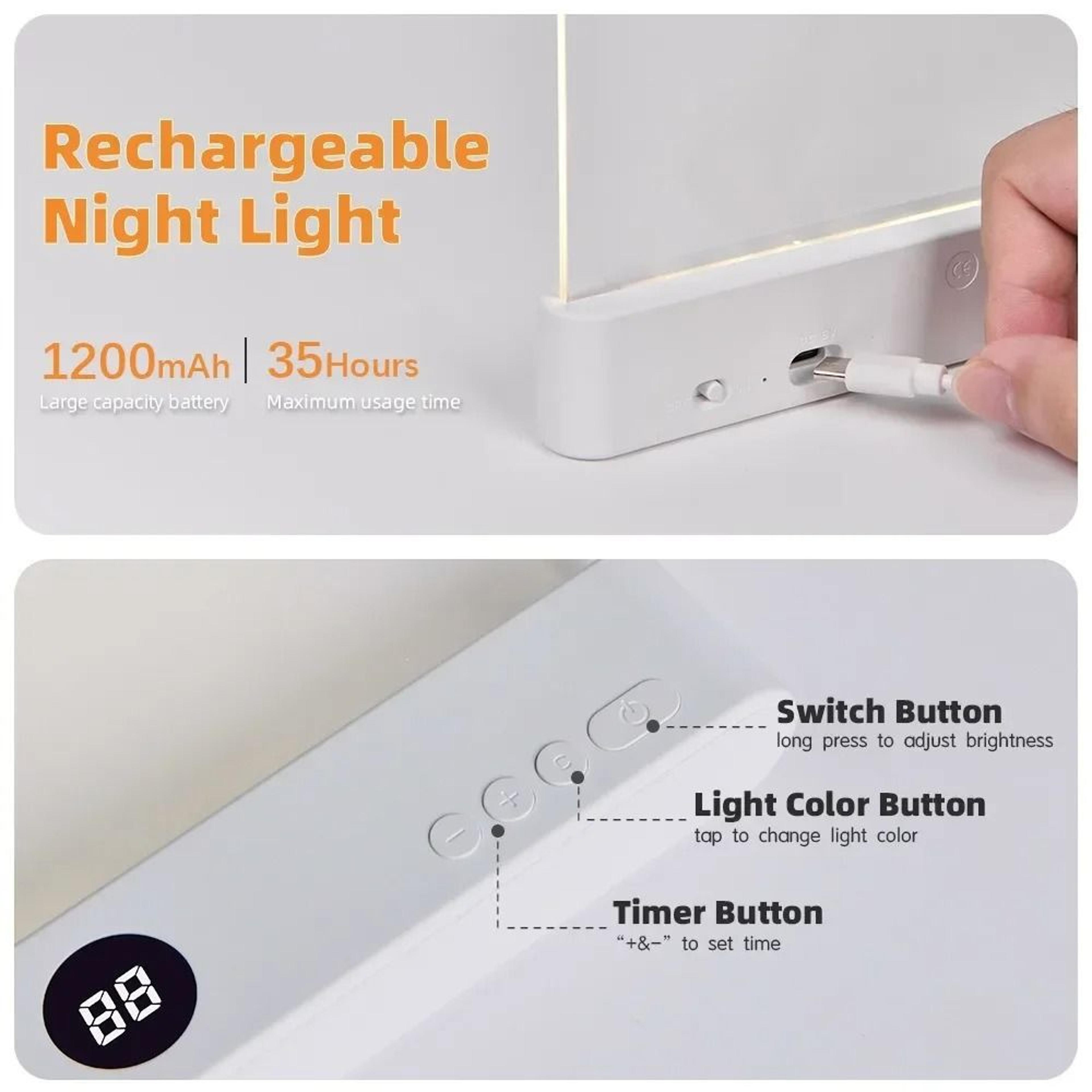 2-in-1 led flat panel book light (rechargeable night vision reading lamp)