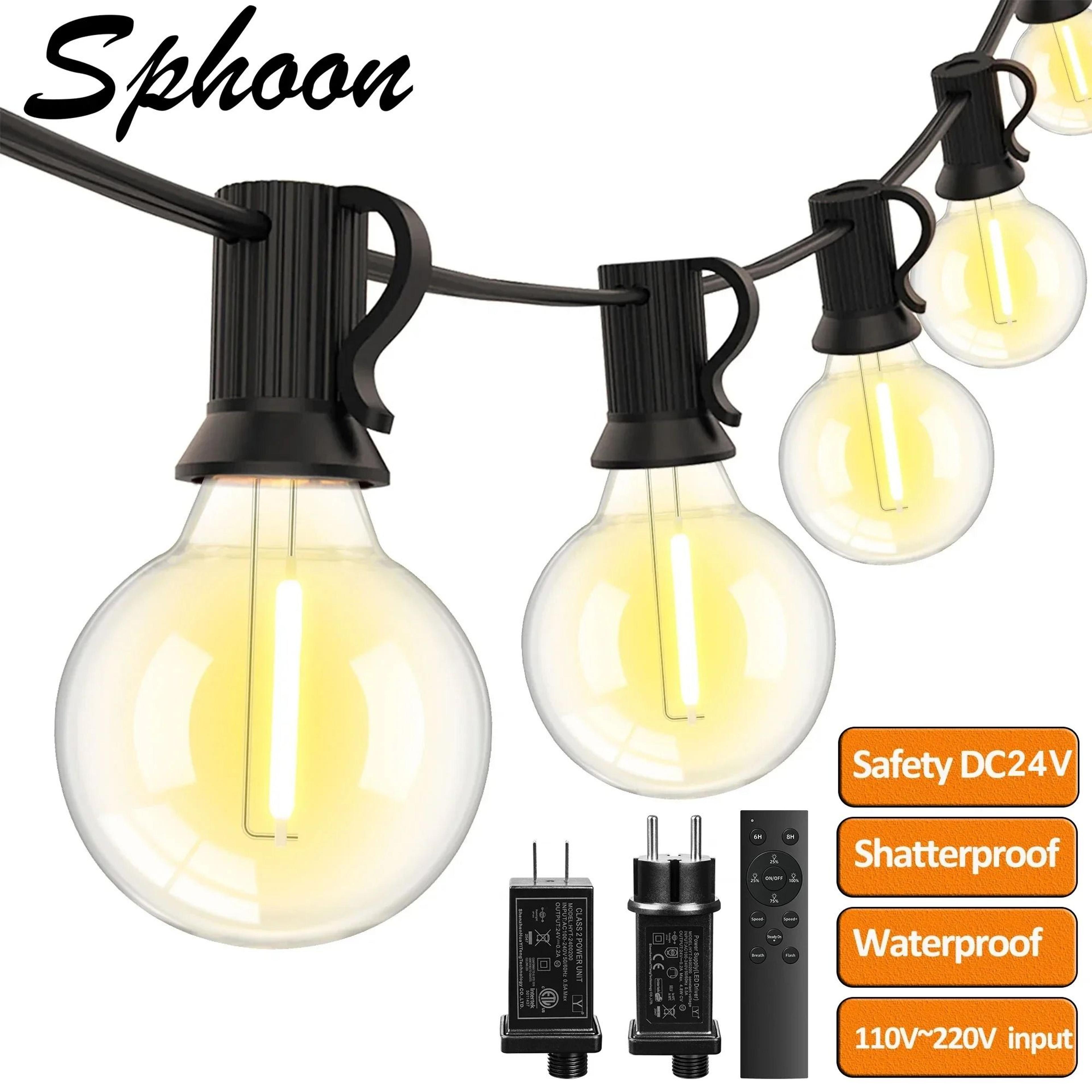g40 shatterproof led outdoor string lights (dc24v low voltage waterproof garland)