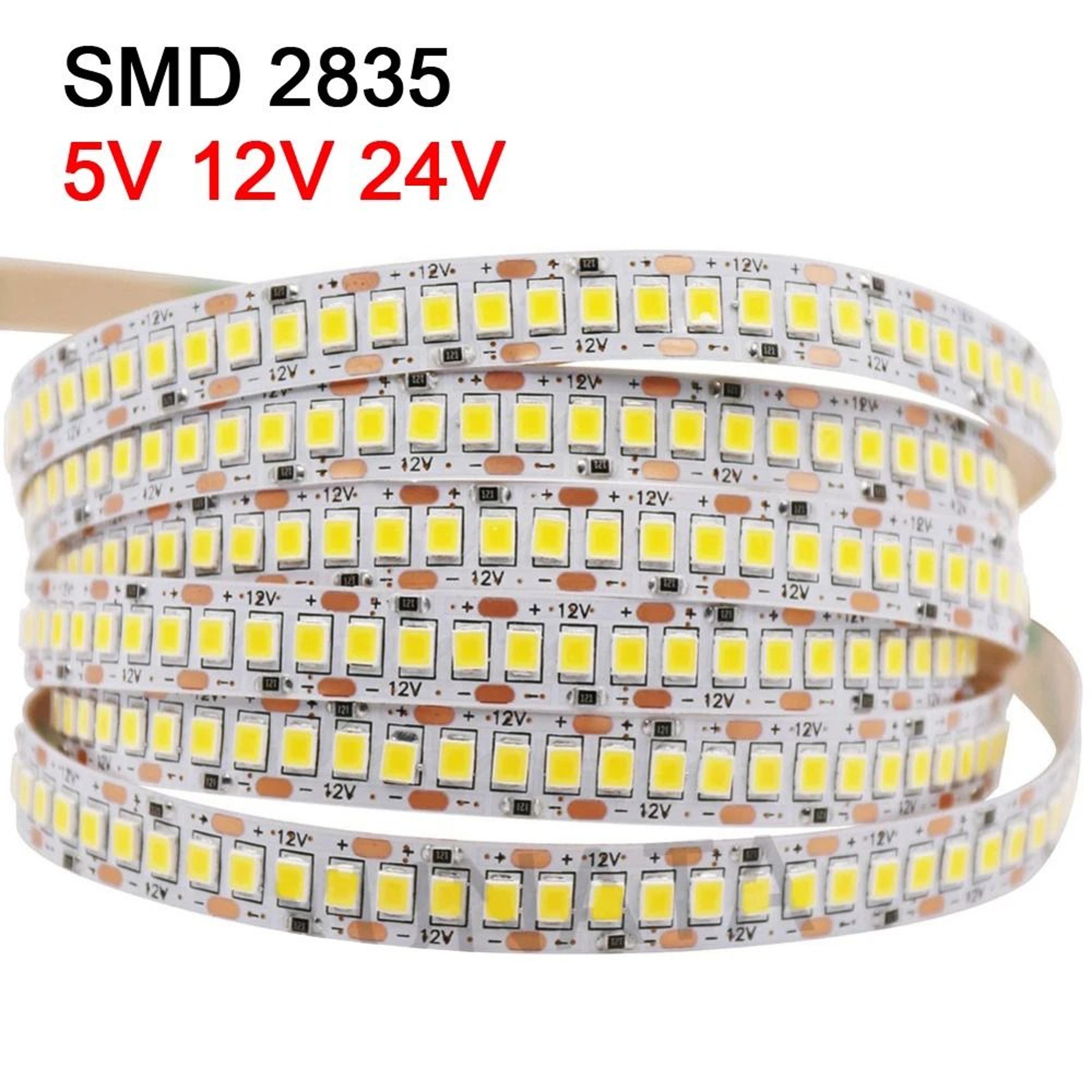 5m flexible 2835 smd led strip light (5v 12v 24v under-cabinet & tv backlight tape)