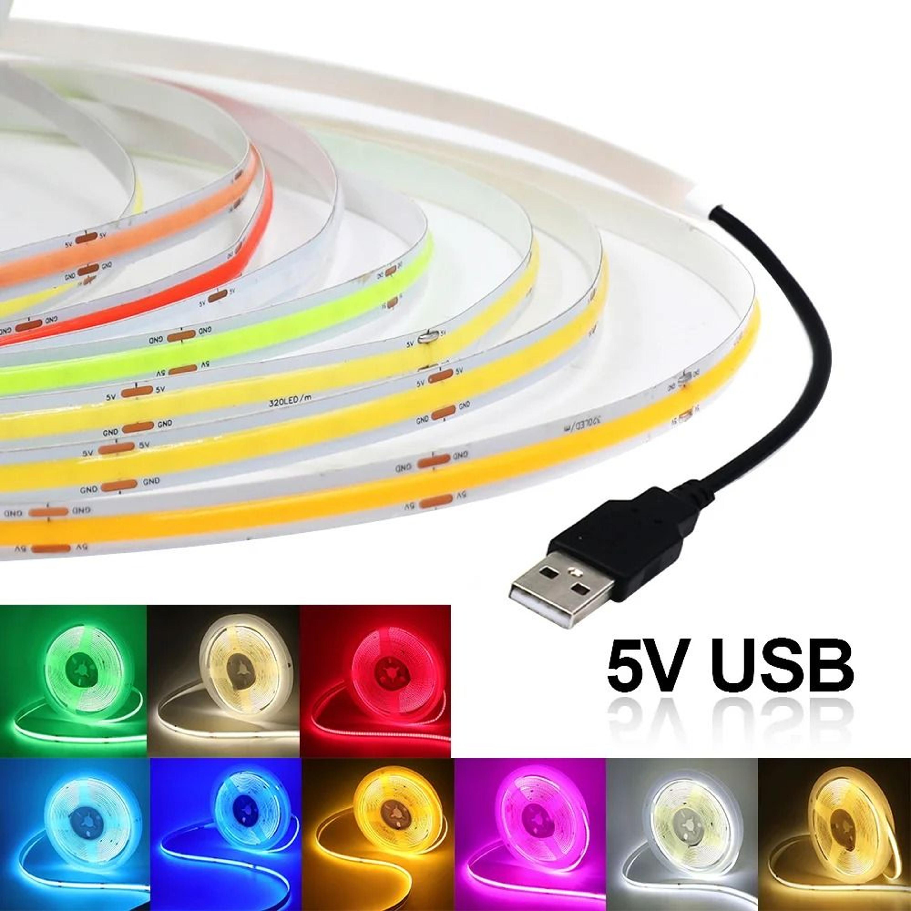 dc 5v usb cob led strip light (high-density 320 leds/m flexible ribbon tape)