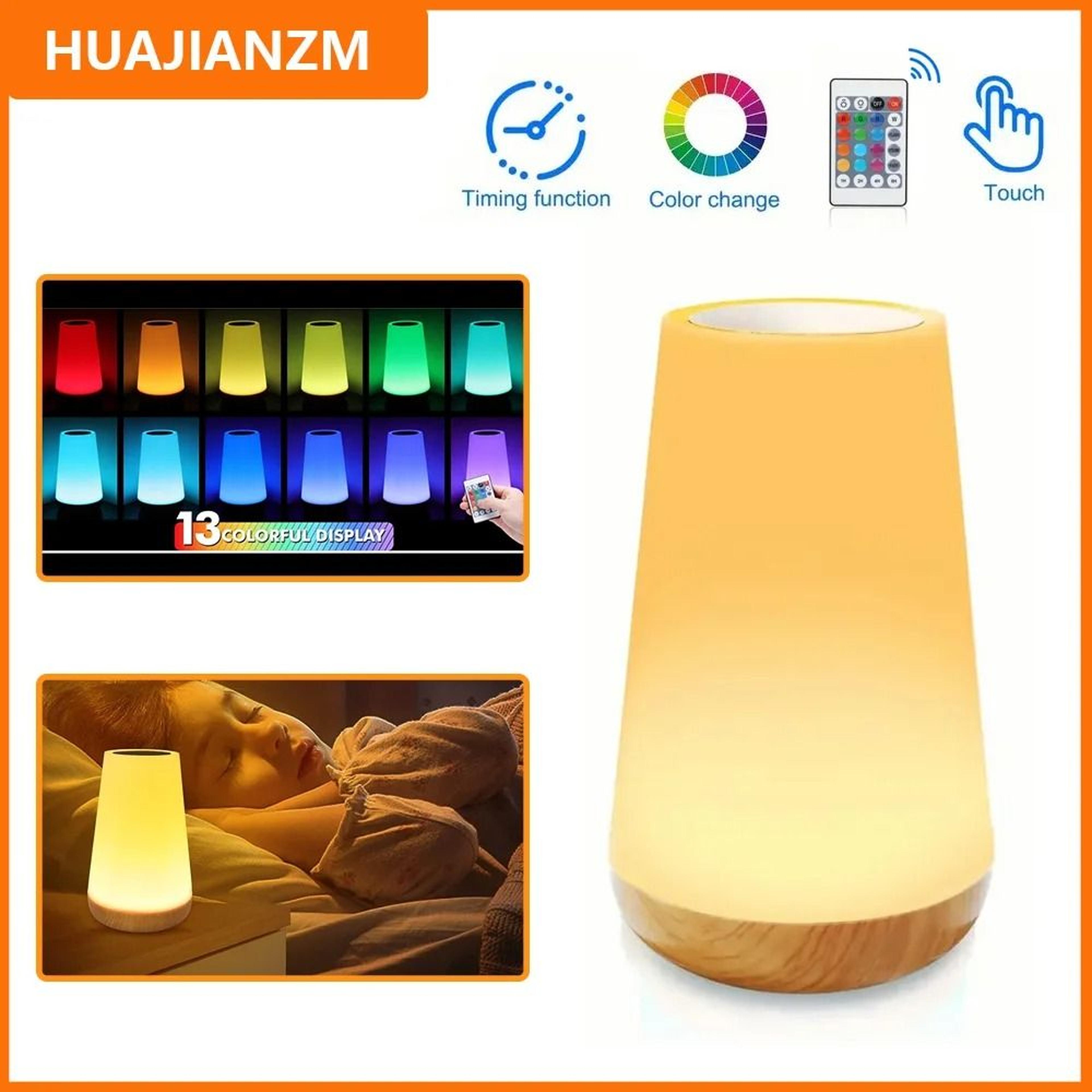 rgb 13-color touch & remote control night light (portable usb rechargeable bedside table lamp)