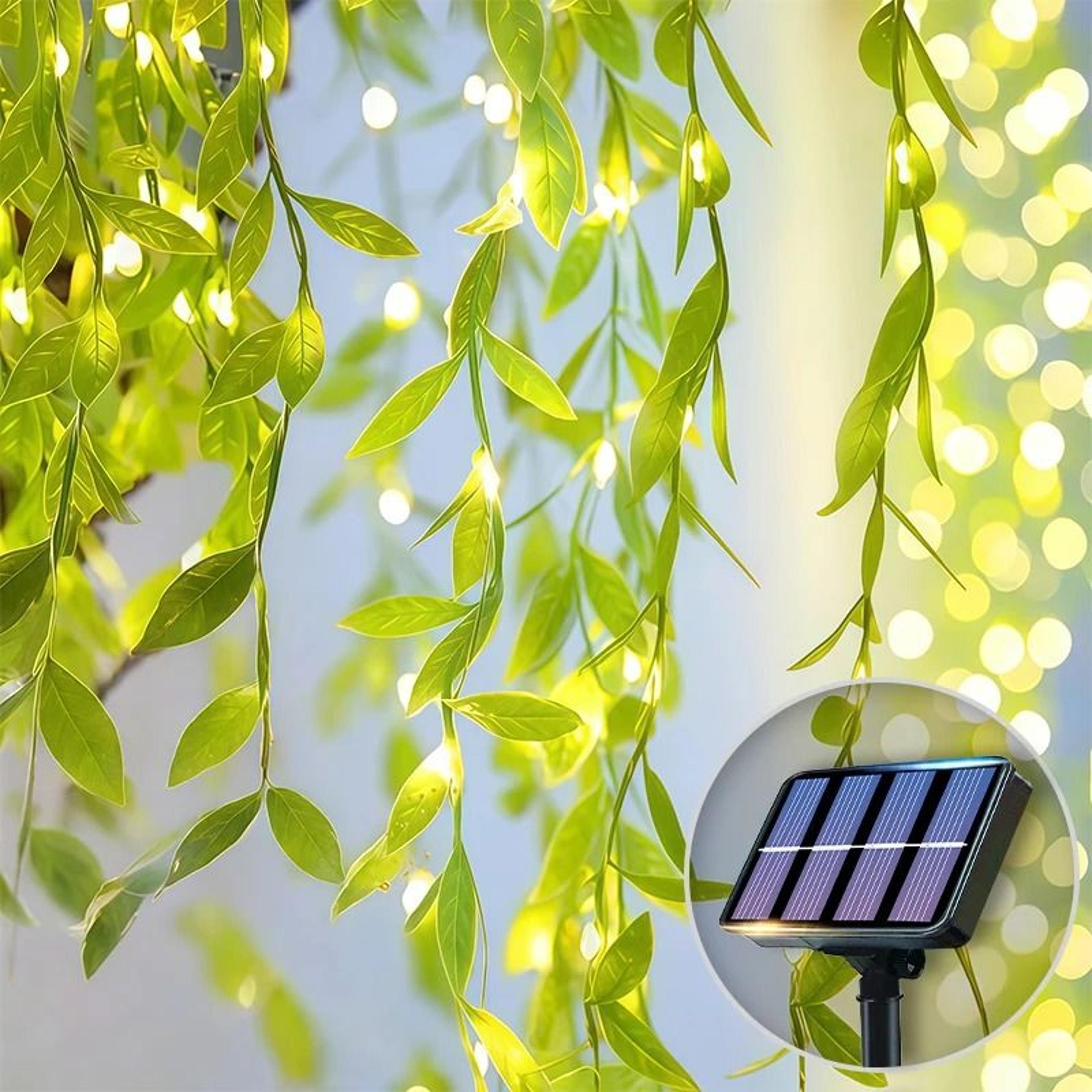 solar powered artificial ivy leaf string lights (waterproof outdoor garden garland fairy lights)