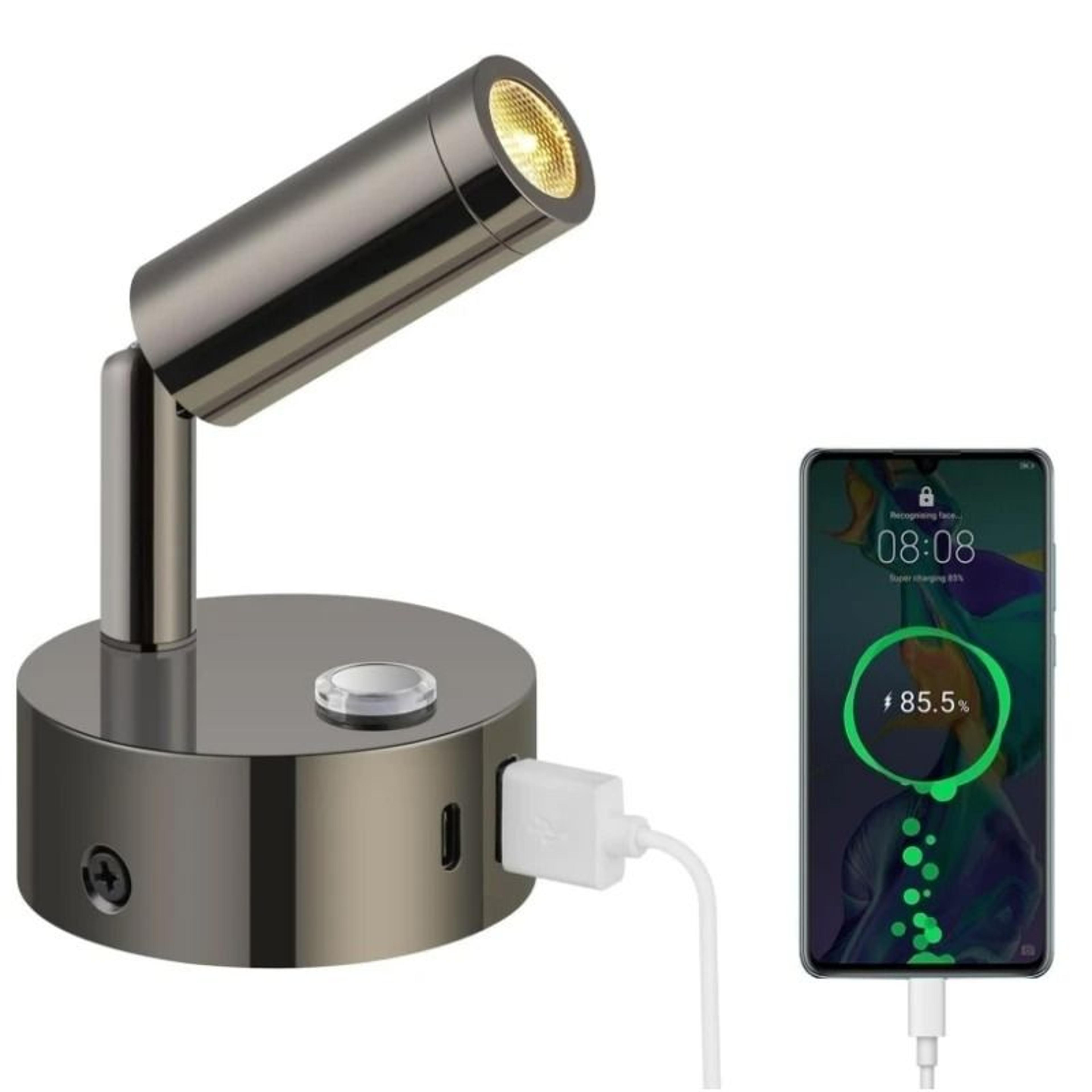 tokili 12v/24v rv & marine led reading light (touch dimmable spotlight with dual usb-a/c charger)