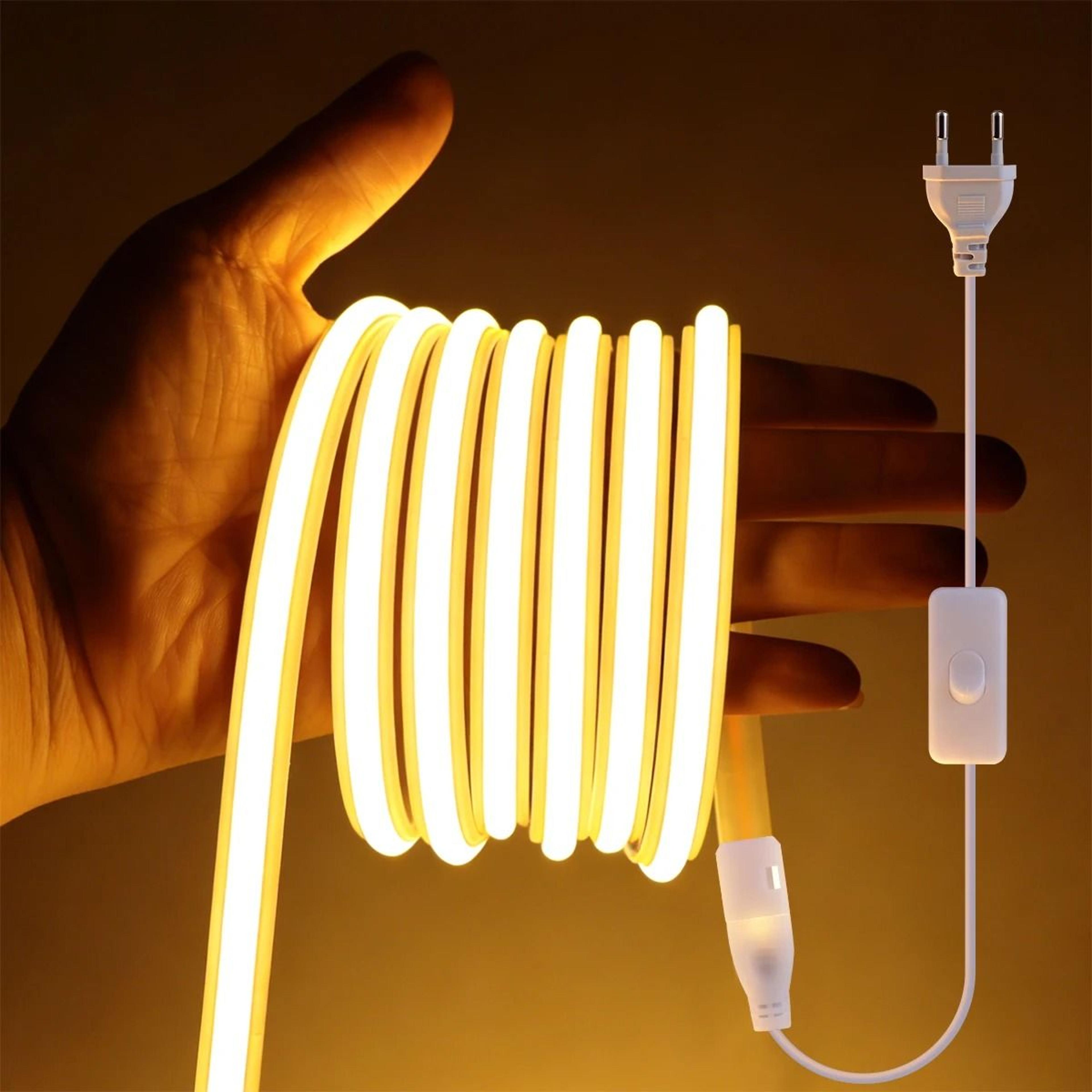 220v high-density cob led strip light (waterproof flexible outdoor & kitchen cabinet ribbon with eu plug)