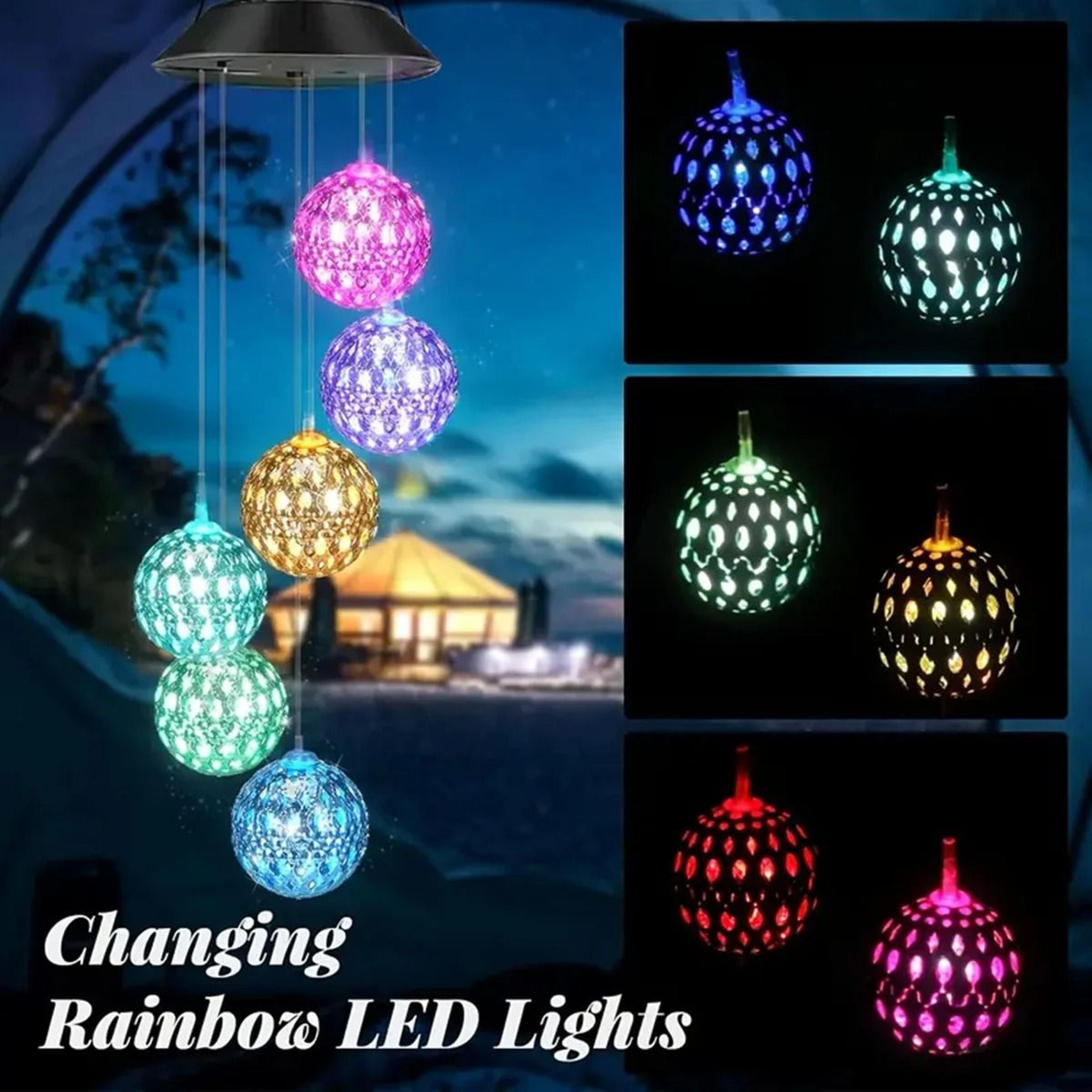 solar moroccan ball wind chime lamp (color-changing hanging patio & garden decoration)