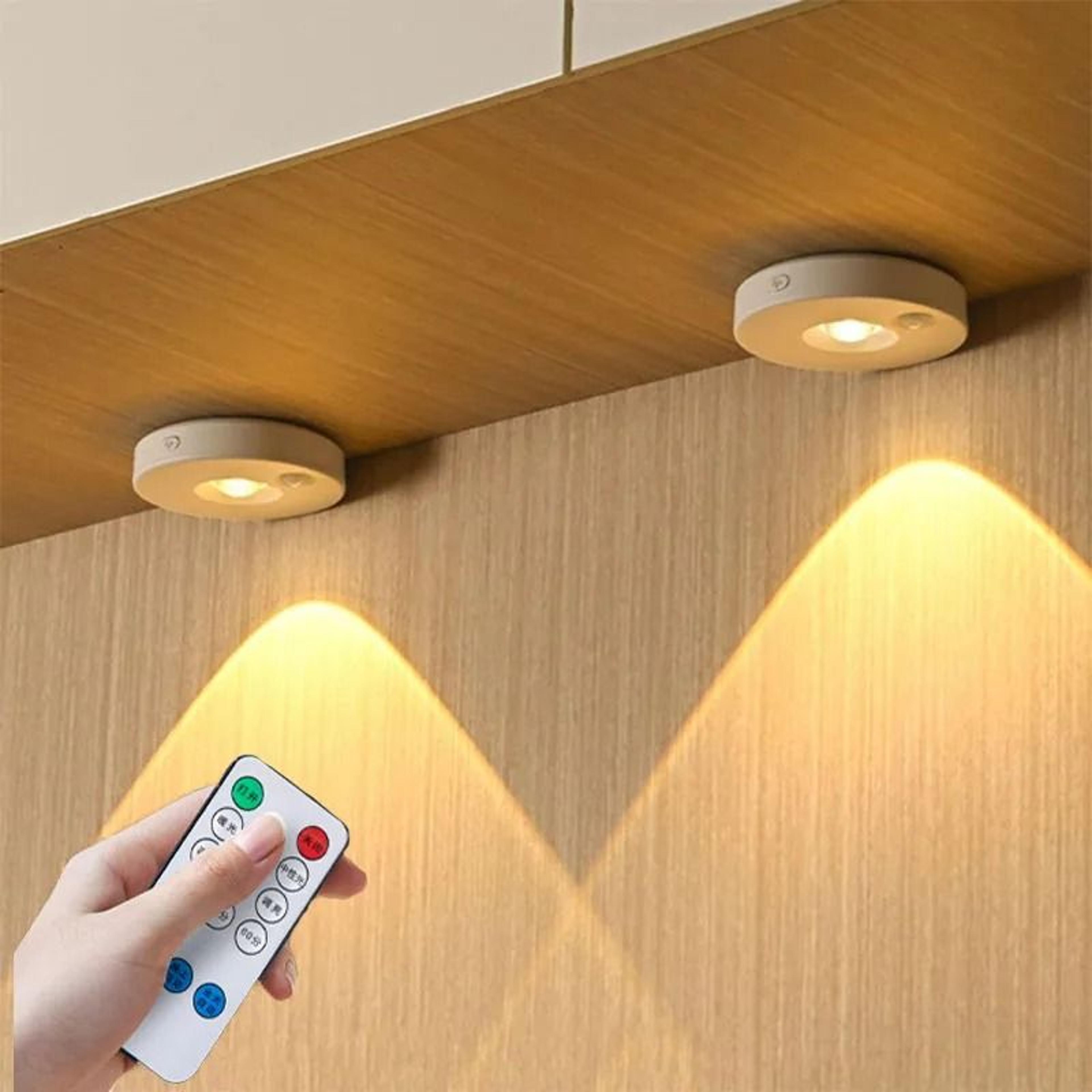 wireless wireless led under cabinet puck lights with remote control (3 colors & dimmable wardrobe lamp)