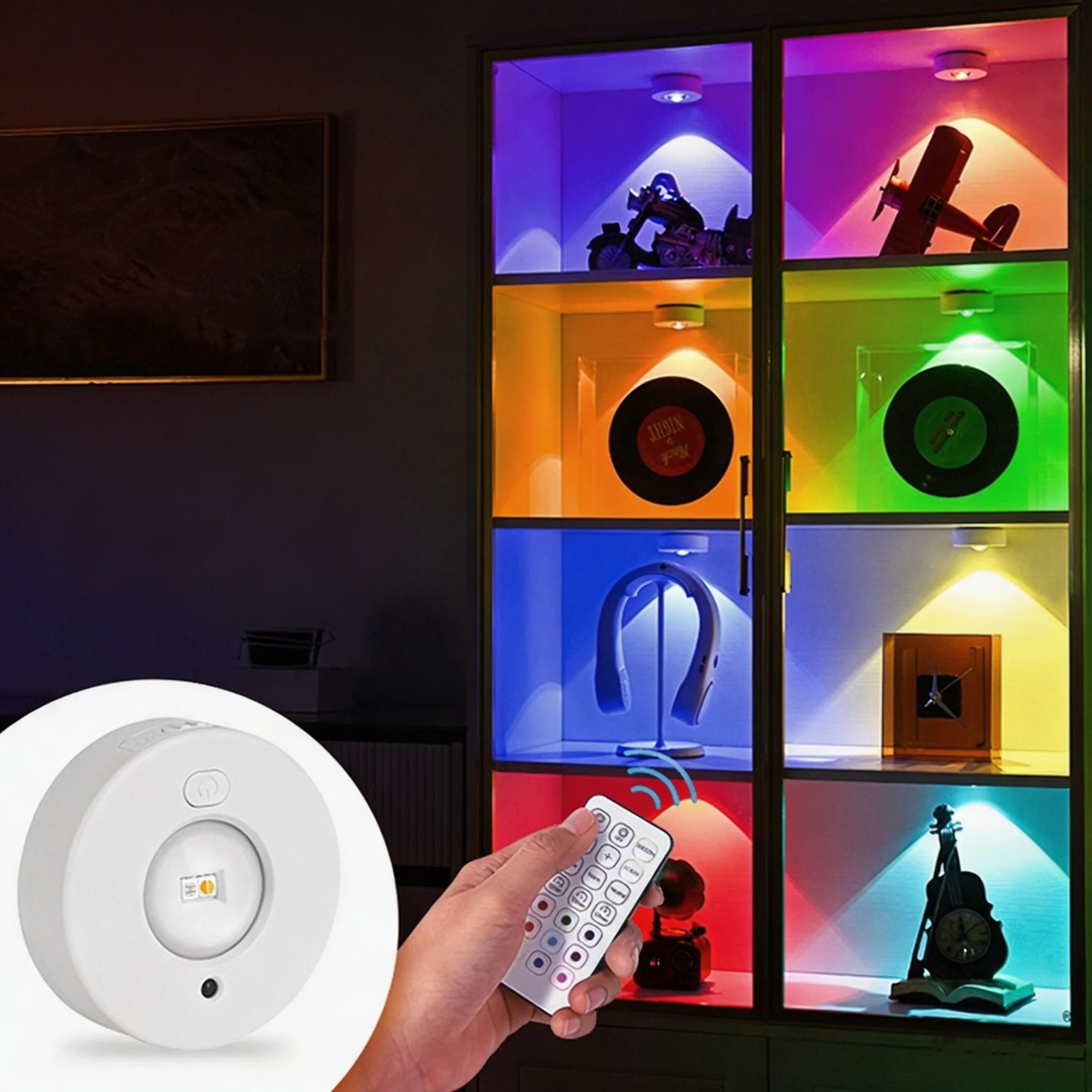 rgb led magnetic rechargeable cabinet spotlight (remote control dimmable display case & wardrobe lamp)
