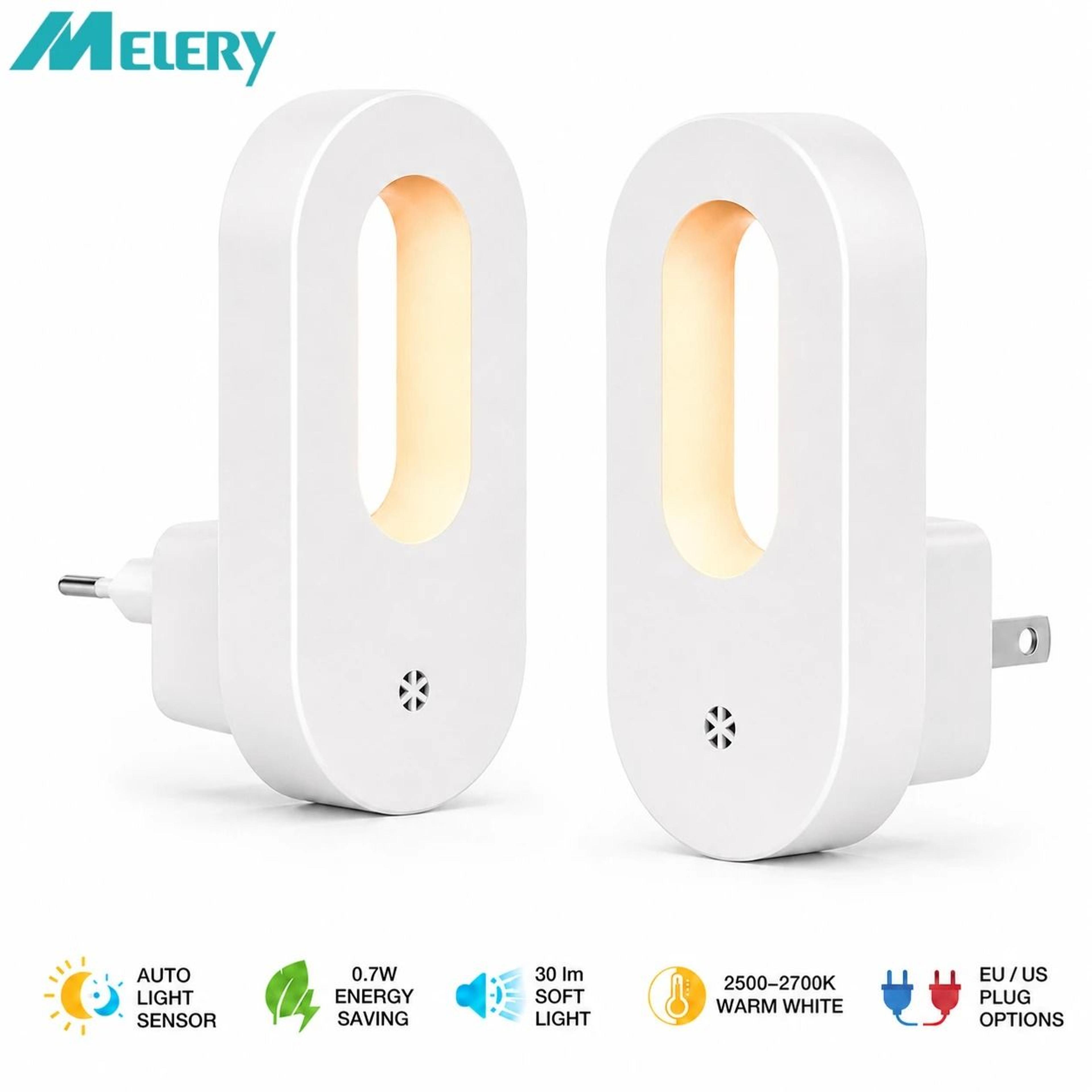 melery intelligent led plug-in motion & light sensor night light (eu/us plug emergency wall lamp)