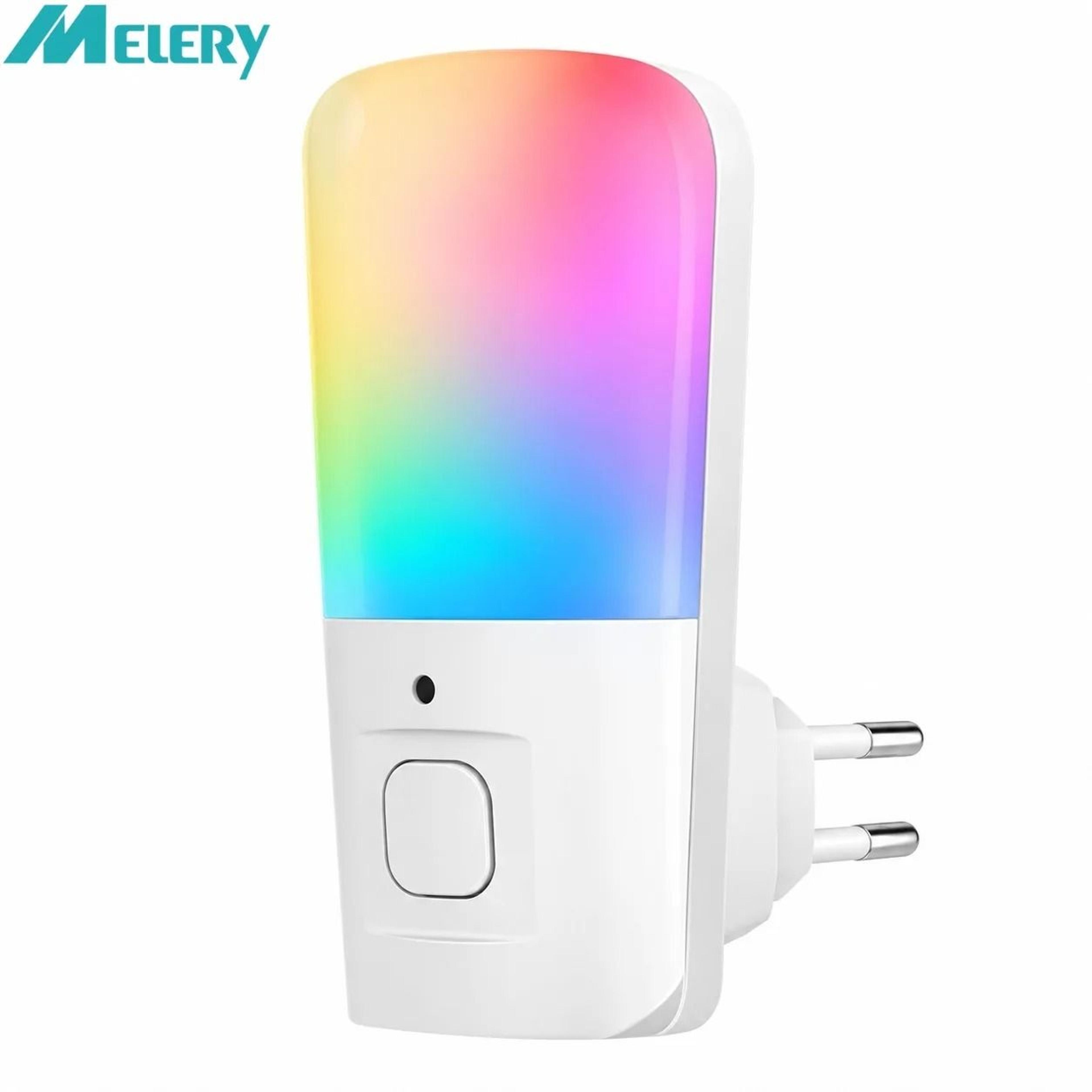 melery dusk to dawn plug-in rgb night light (0.5w low power sensor control color changing led lamp)