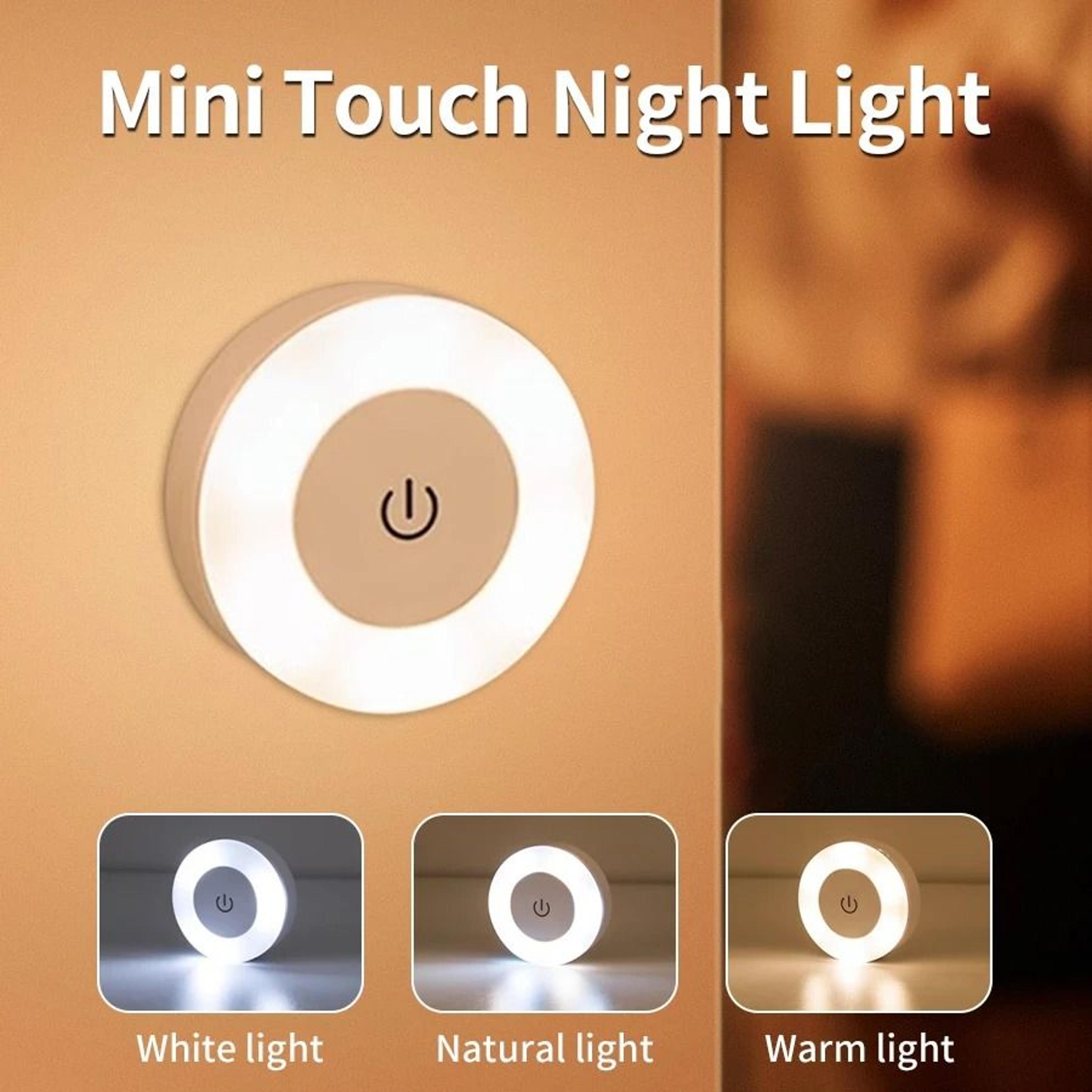 6cm rechargeable touch led night light (wireless wall lamp & 3-color dimmable reading book light)