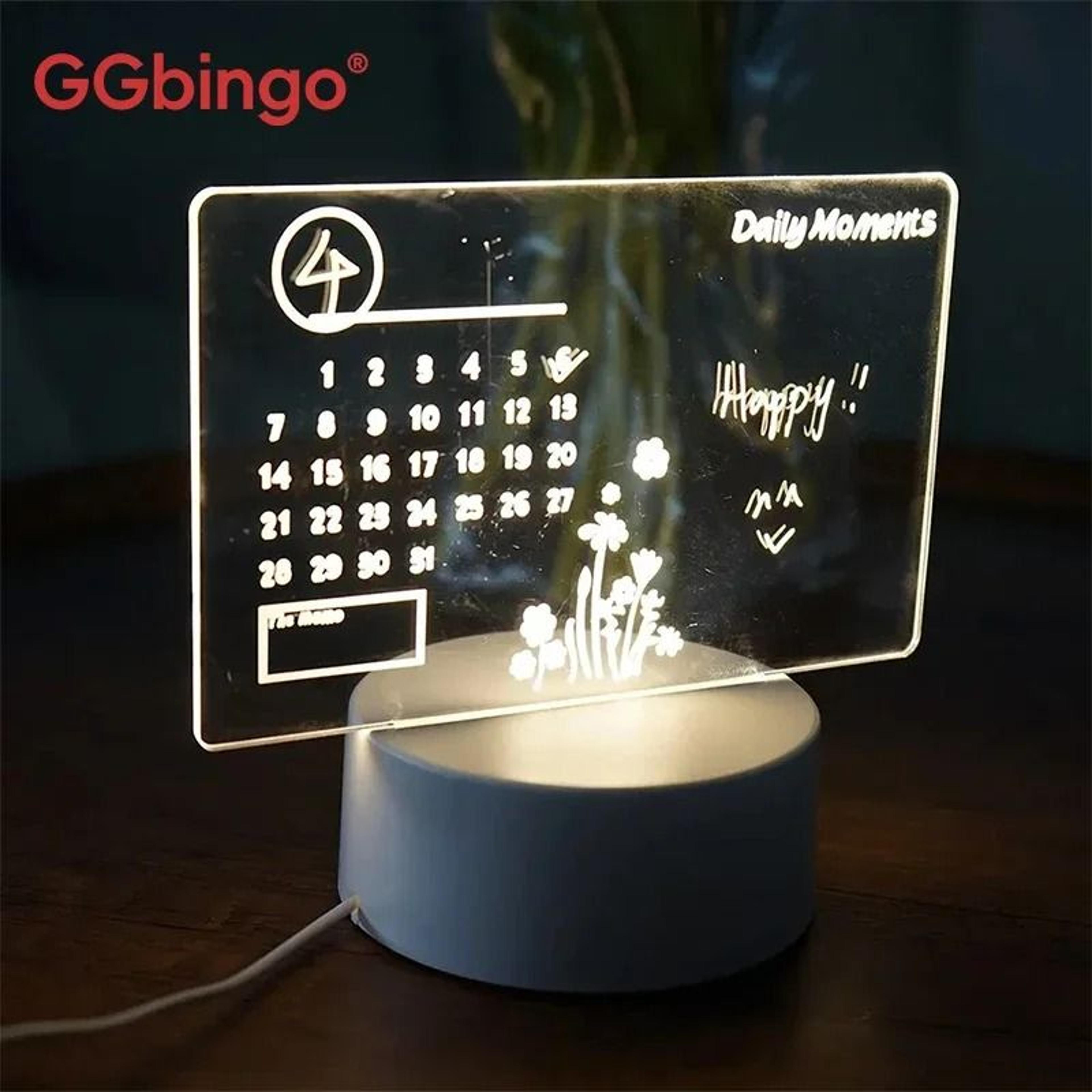 ggbingo rewritable handwritten message board led night light (usb rechargeable warm acrylic note lamp)