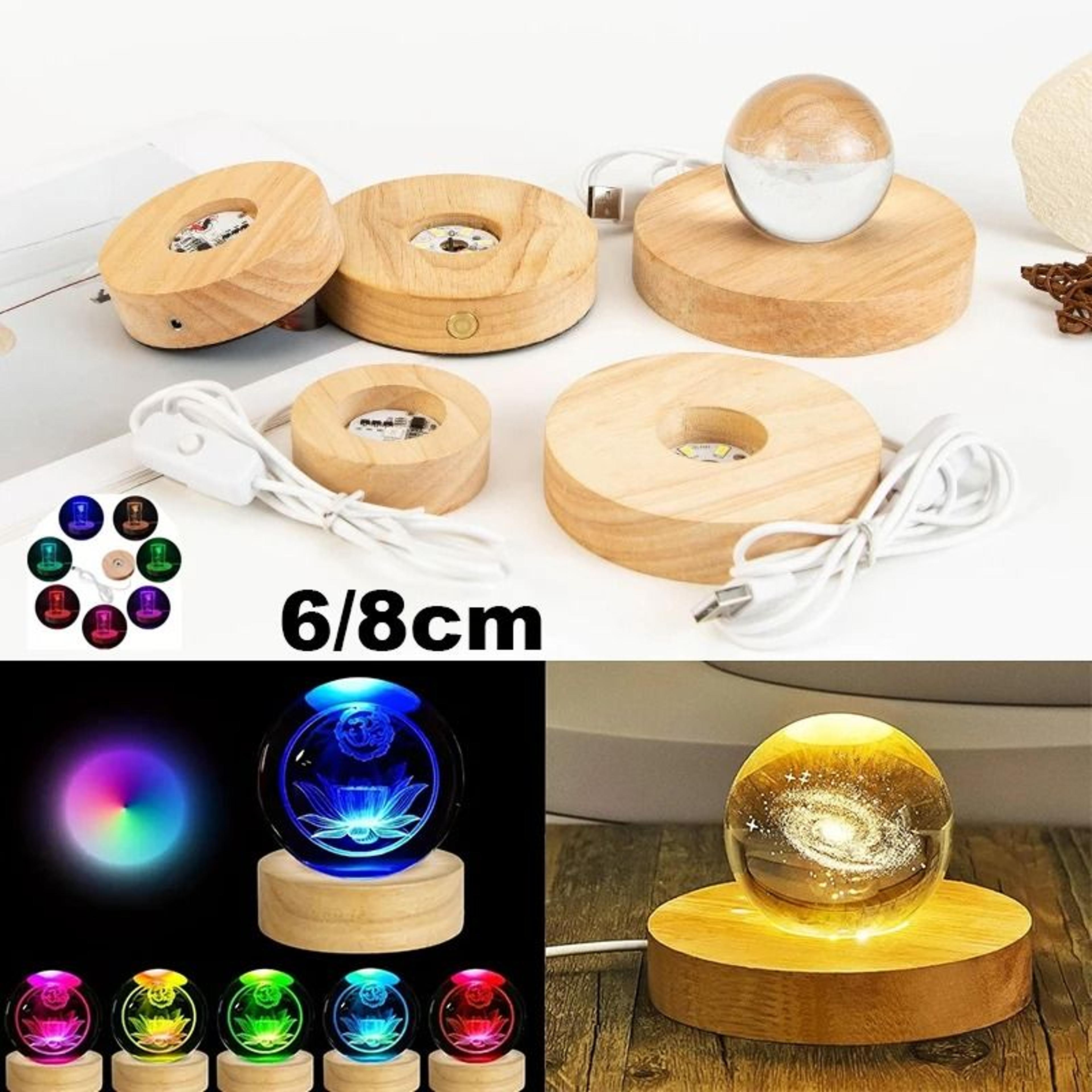 wooden led display stand base for crystal art & ornaments