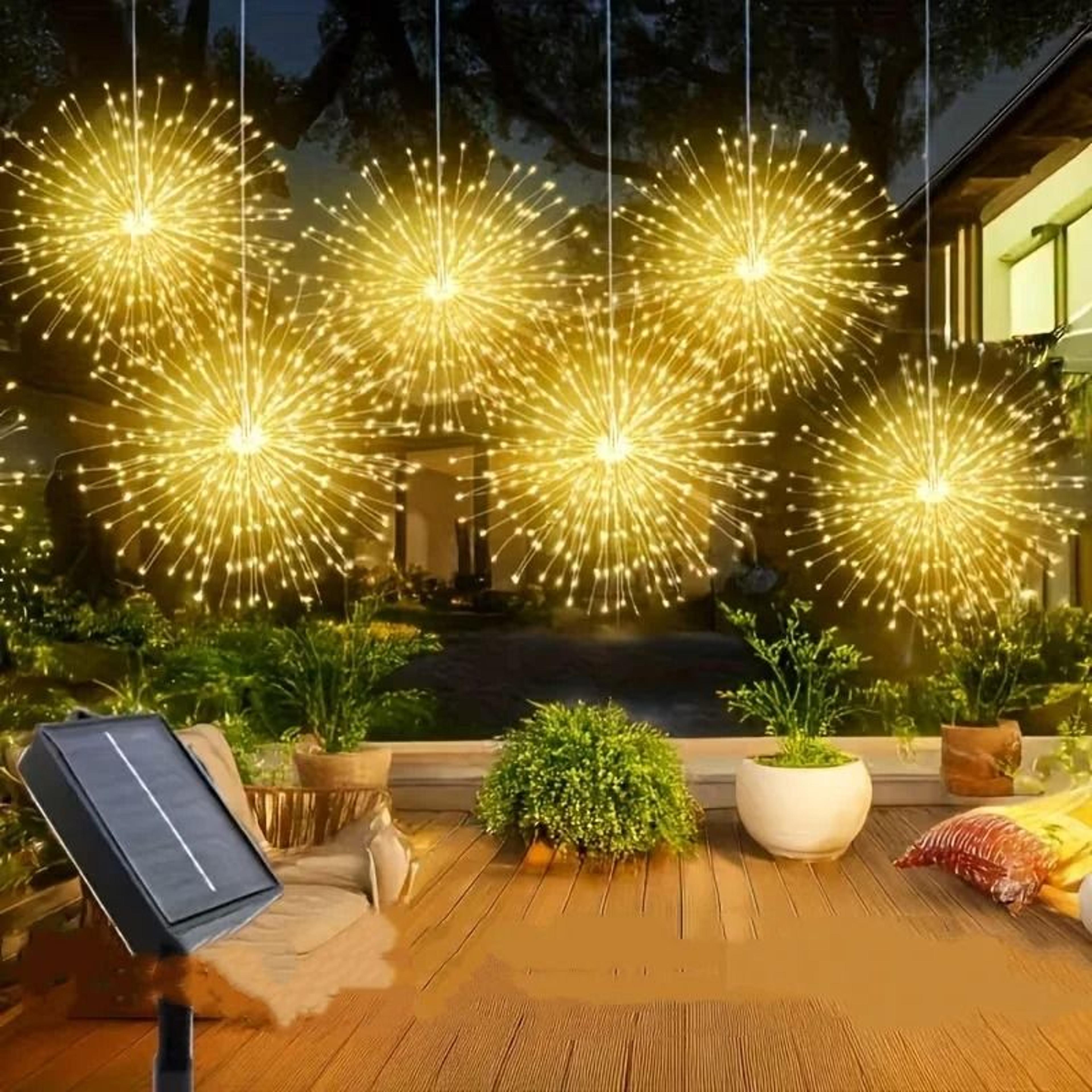 hanging solar outdoor firework starburst lights for garden & patio