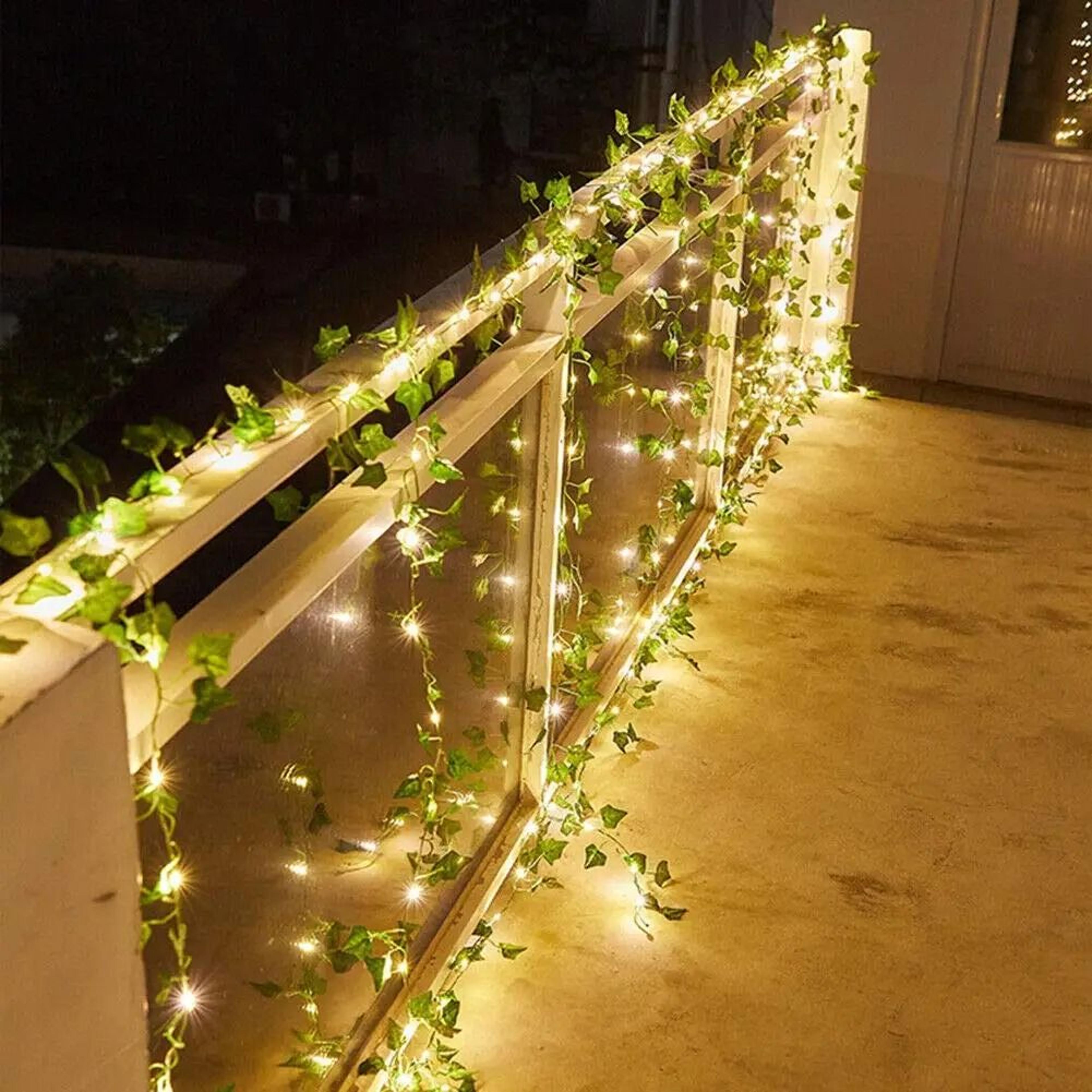 solar artificial leaf & flower garland string lights for garden, curtain & wedding decor