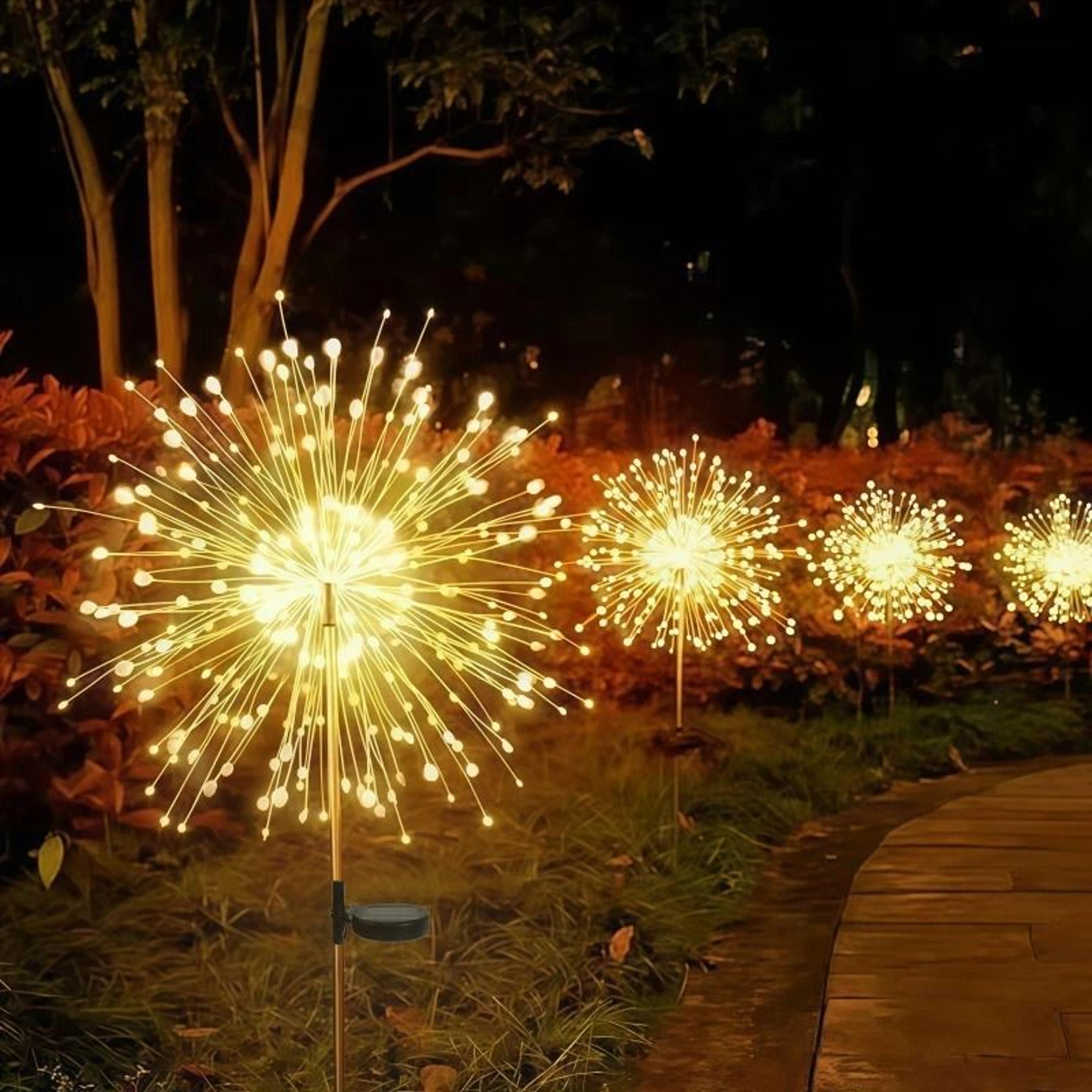 solar outdoor firework led stake light (8 lighting modes & ip65 waterproof)