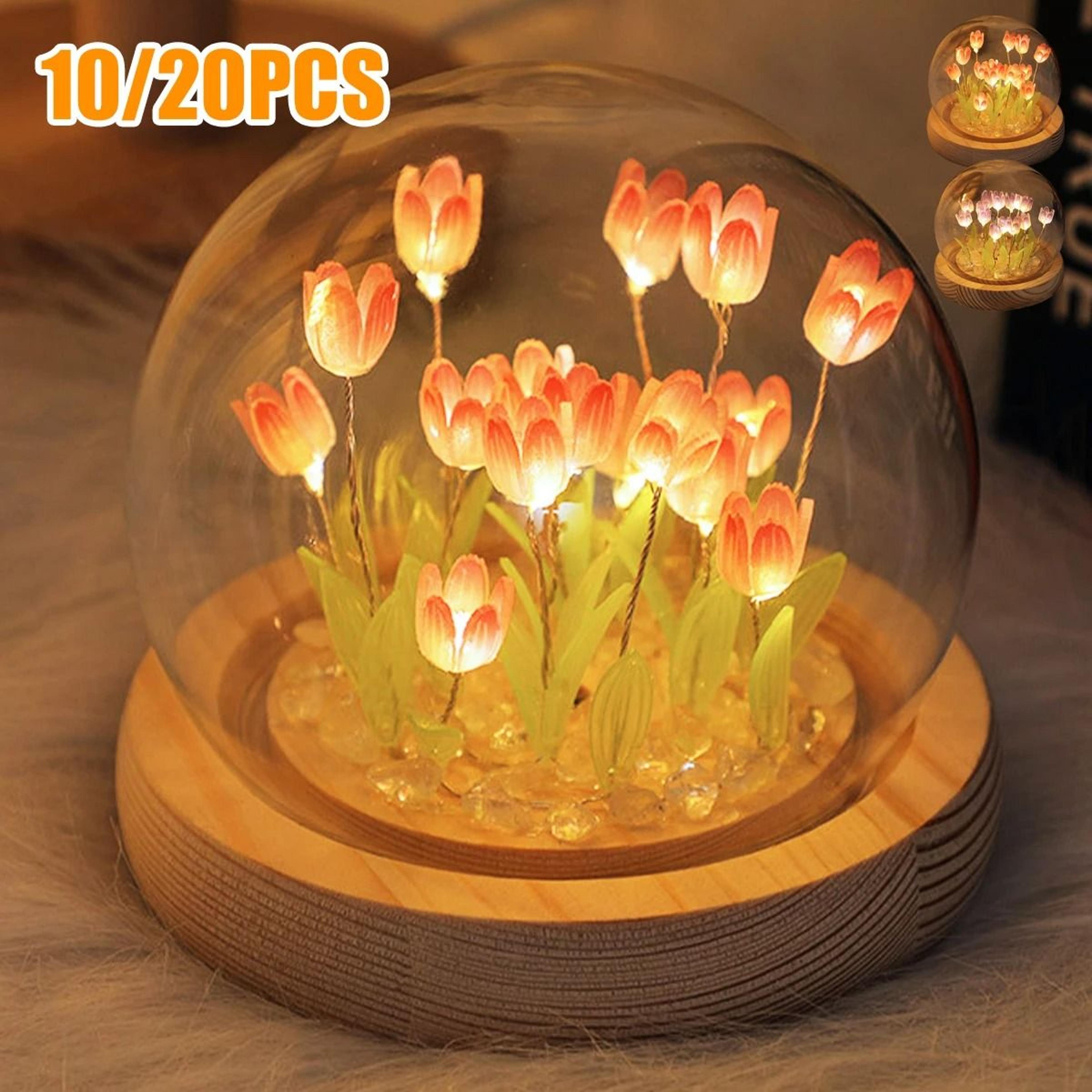 handmade diy tulip flower led night light table lamp (10/20 pcs set)