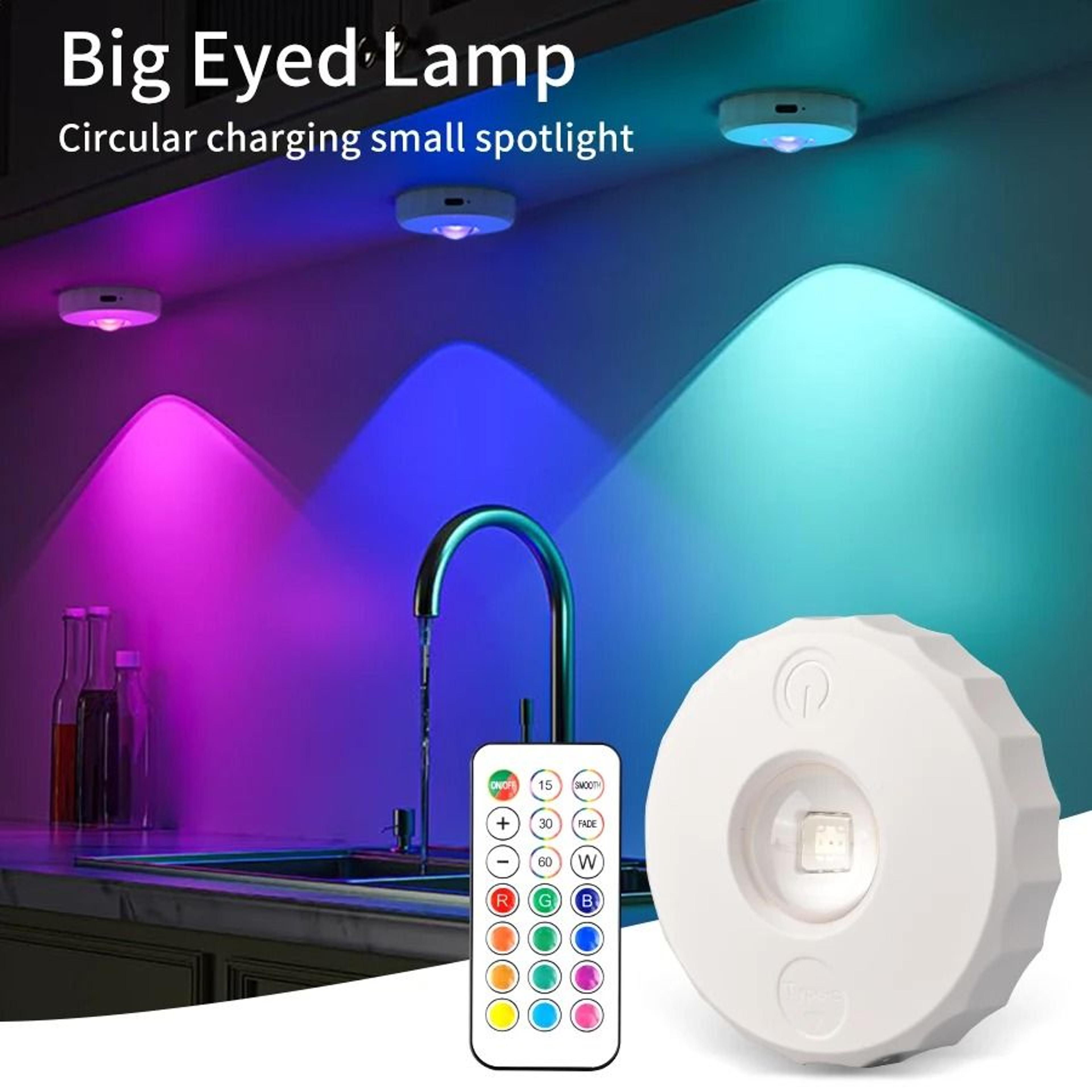 rgb led rechargeable puck lights with remote control for display & cabinet