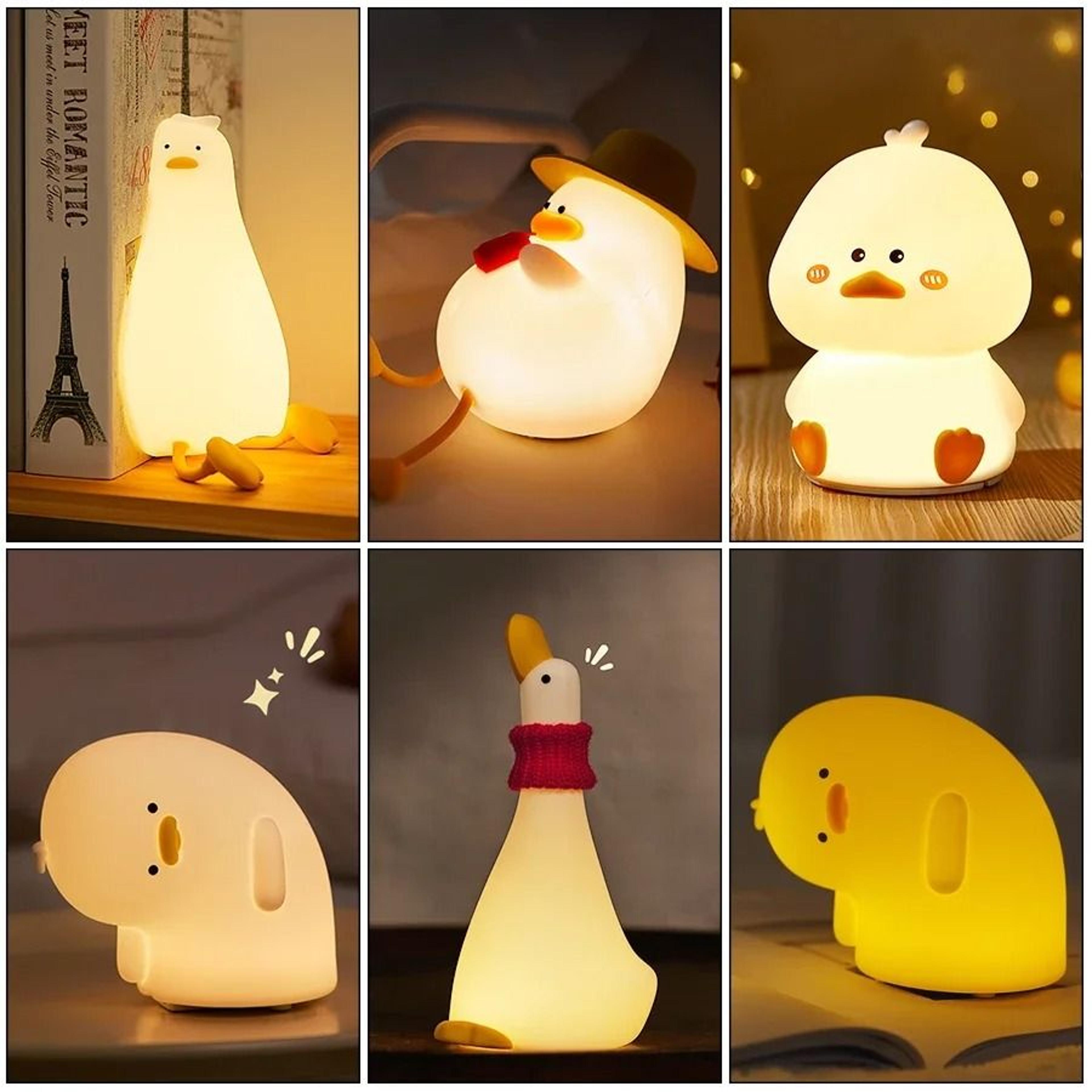 cute duck silicone touch-control led nursery night light (usb rechargeable)