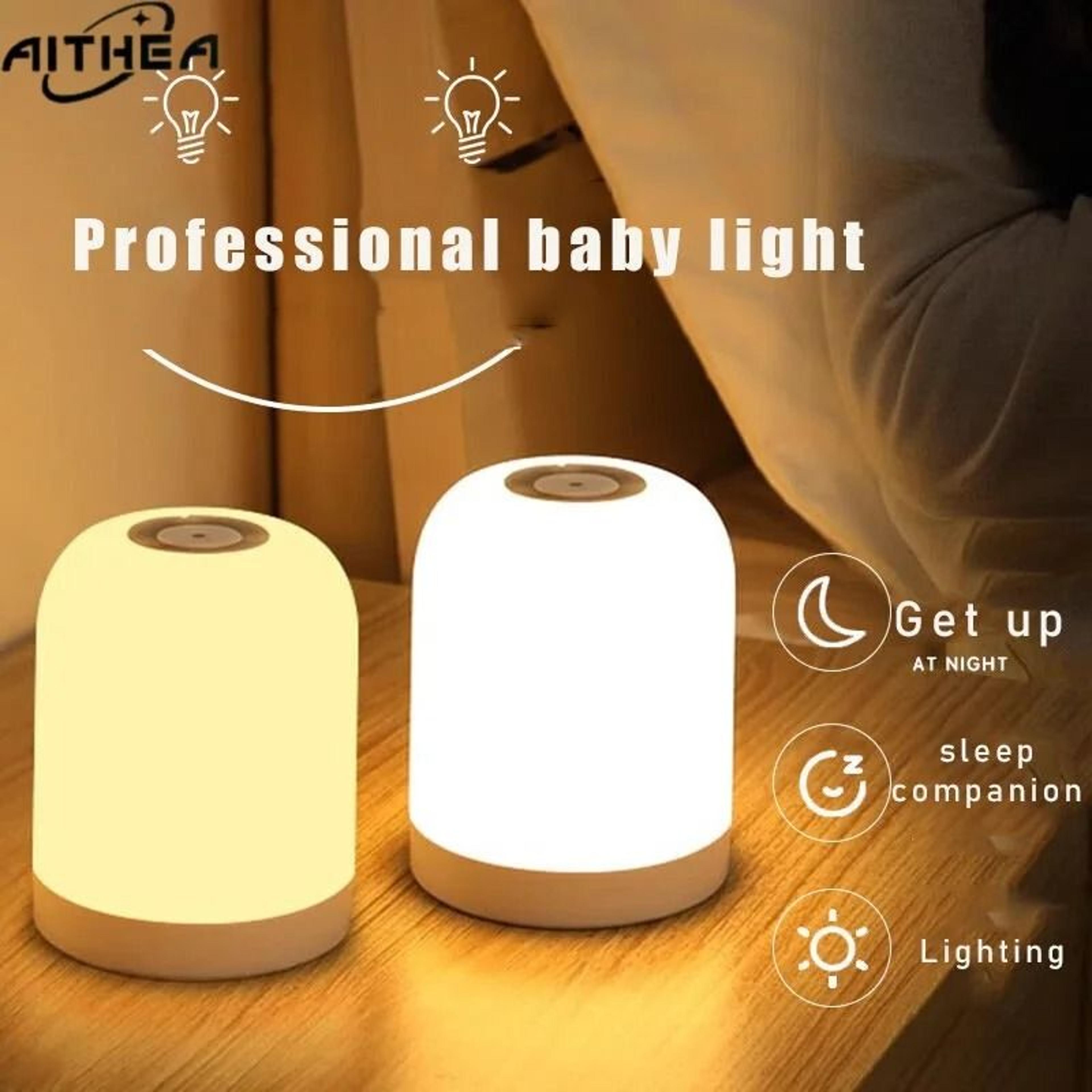 aithea 3-color dimmable touch sensor table lamp (rechargeable led bedside night light)