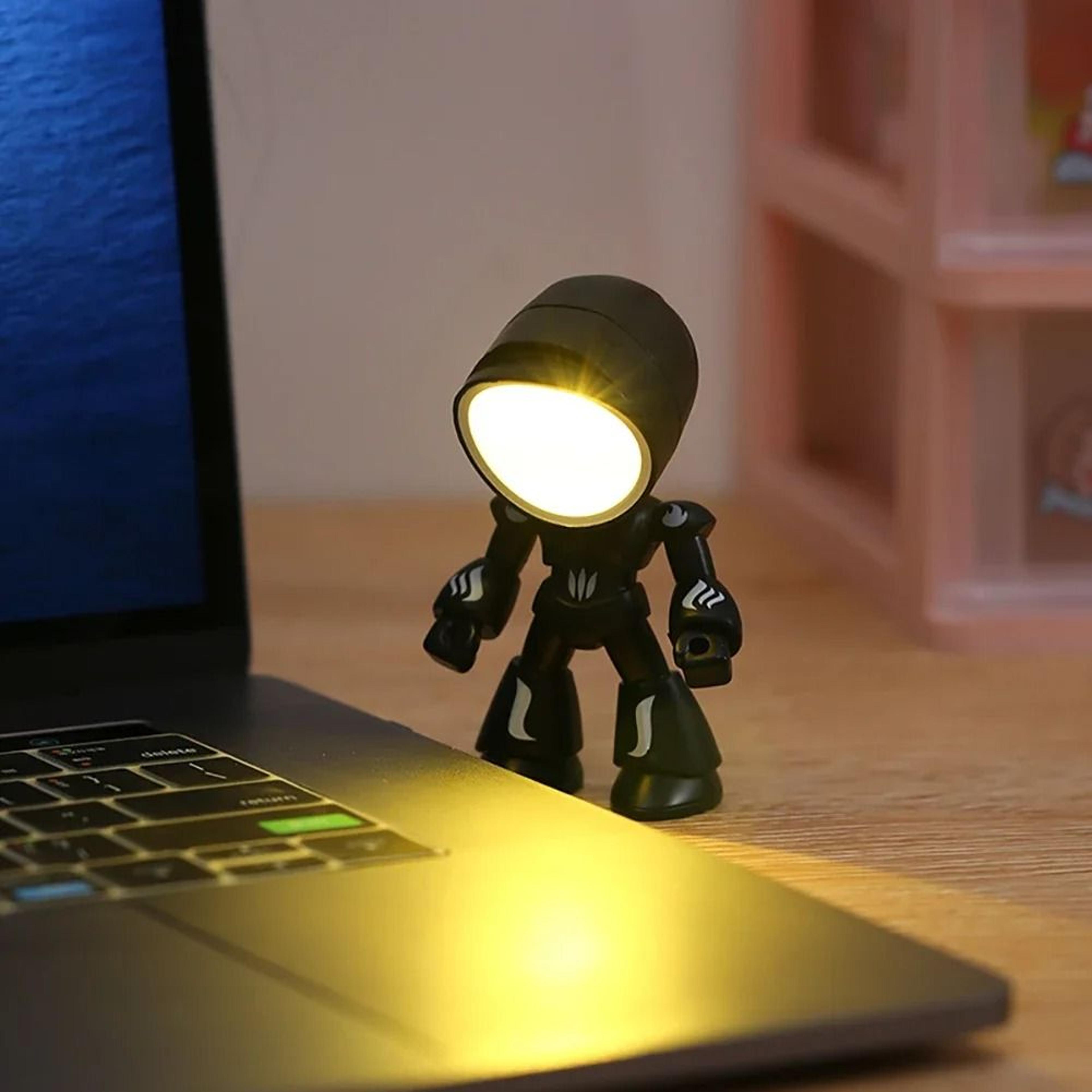 mini cartoon hero police led desk lamp & night light (cute bedroom desktop ornament)