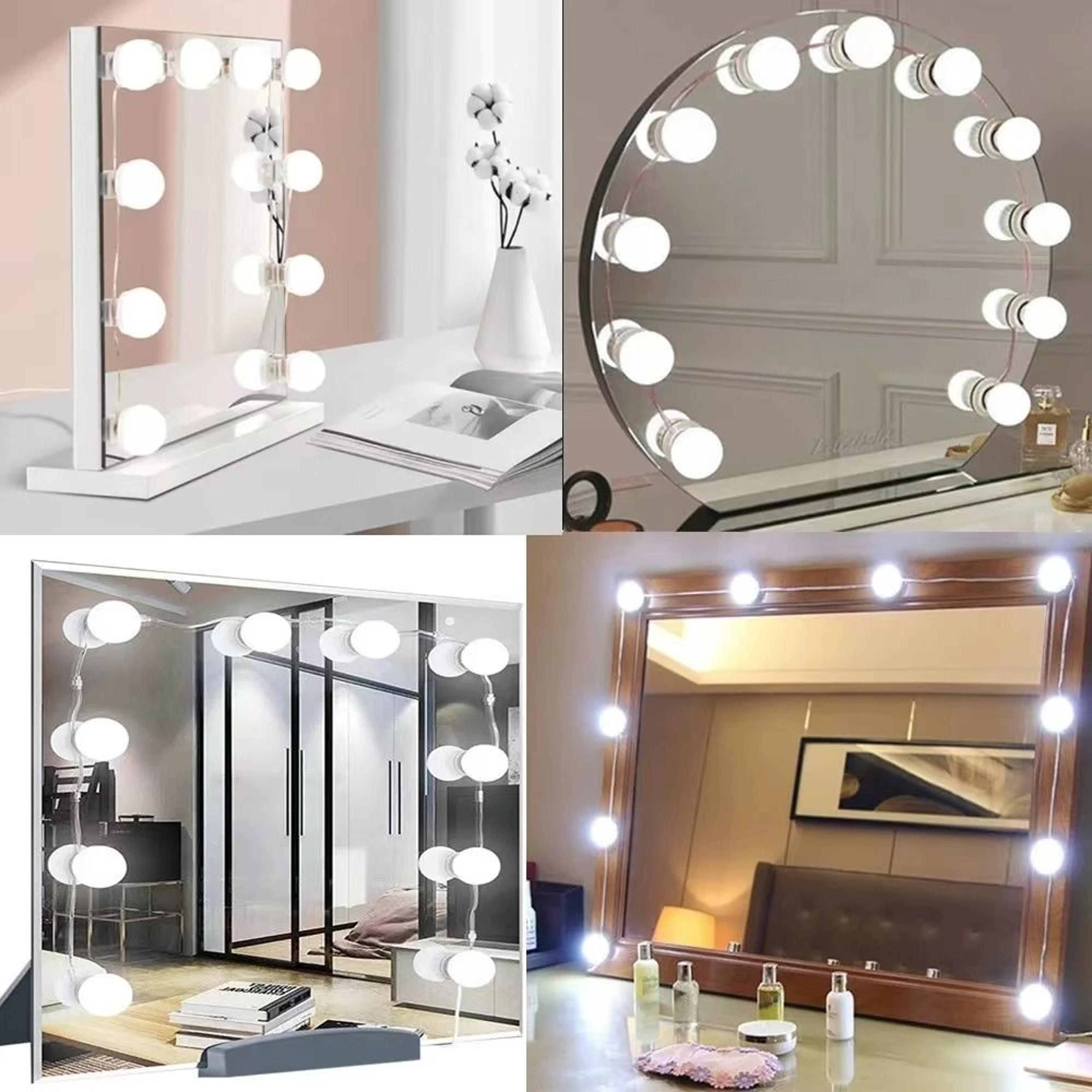10-piece led usb vanity mirror light bulbs (hollywood style dimmable makeup light kit)