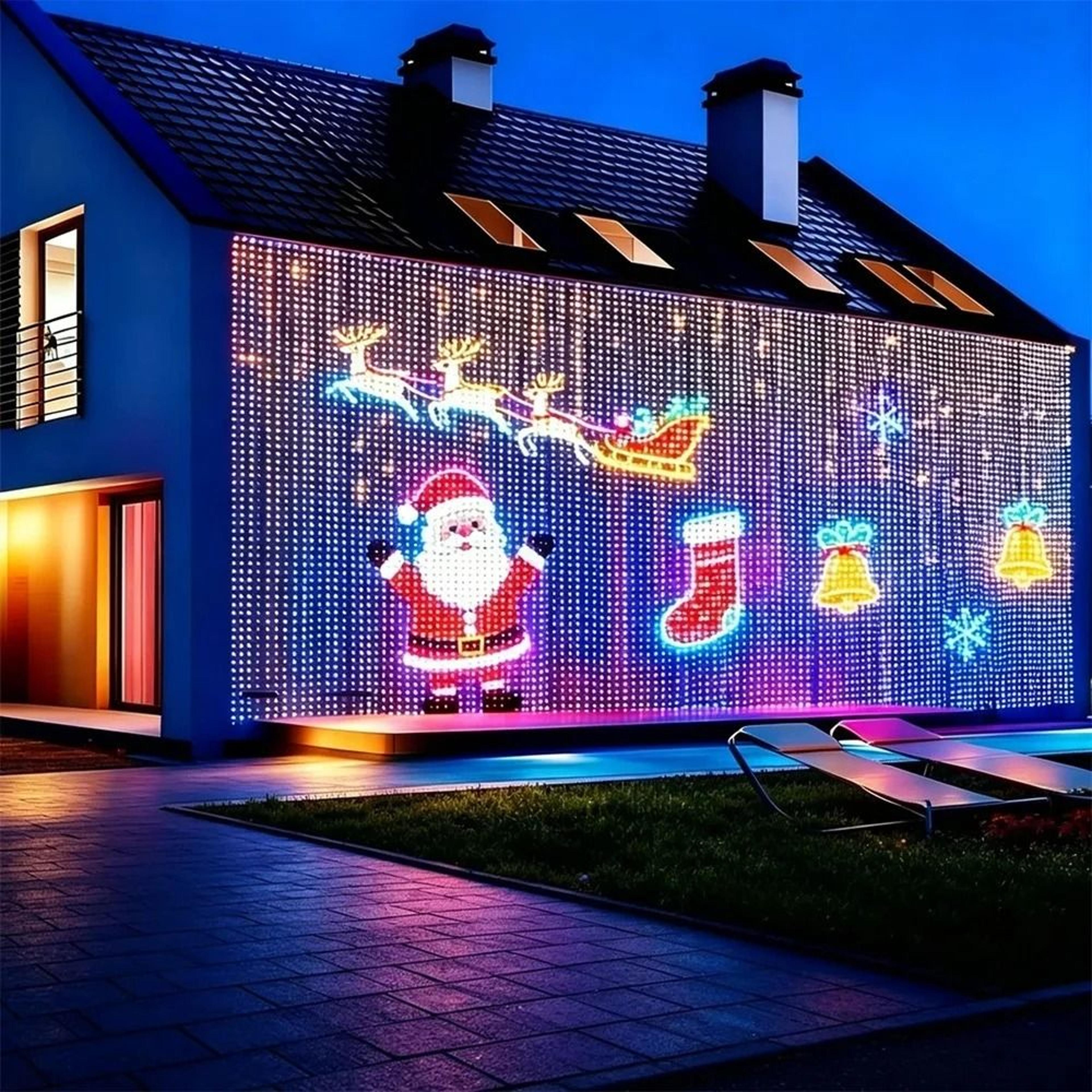 smart app-controlled led christmas curtain light (music sync & diy pattern waterproof fairy light)