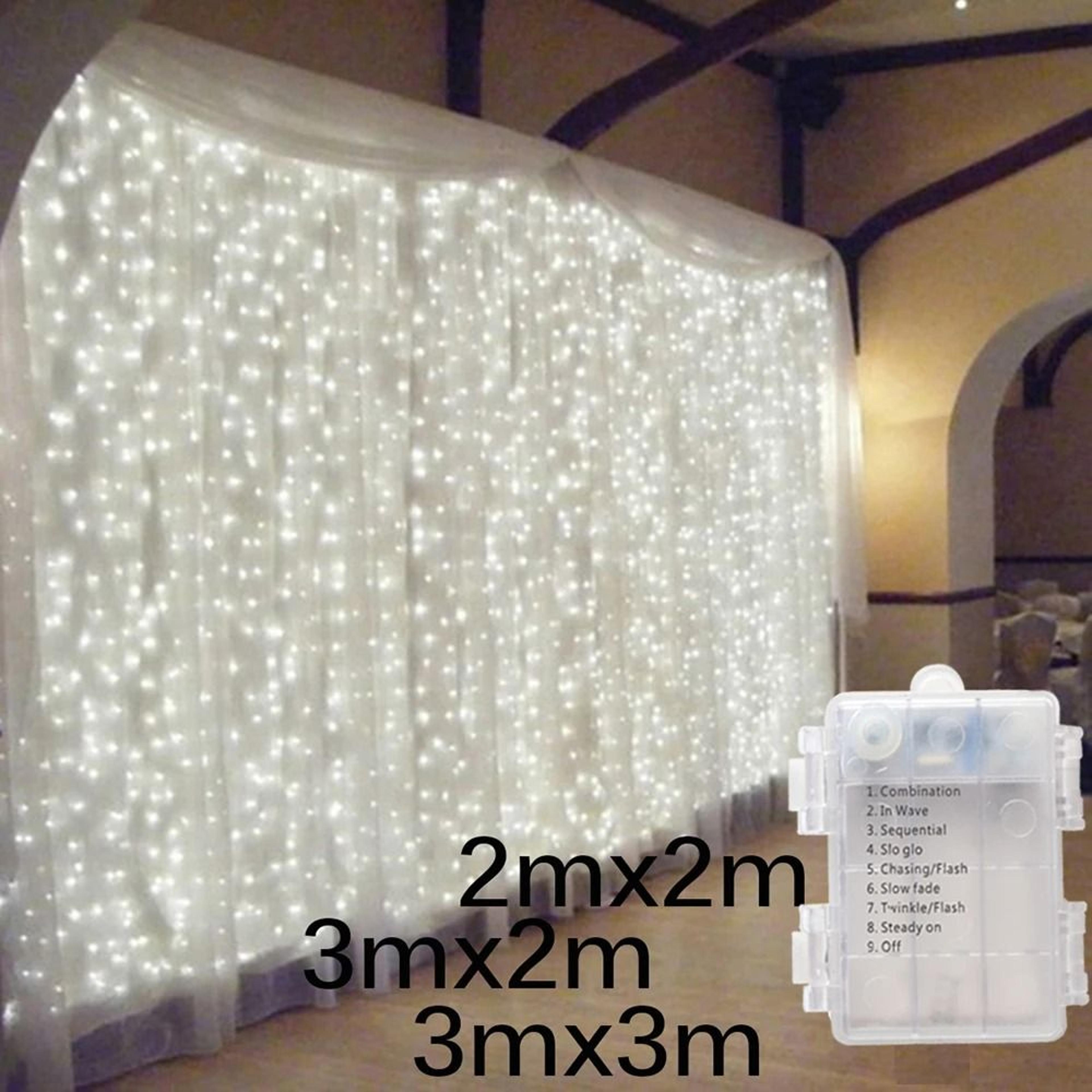 battery powered led icicle curtain string lights for home, patio & holiday decor