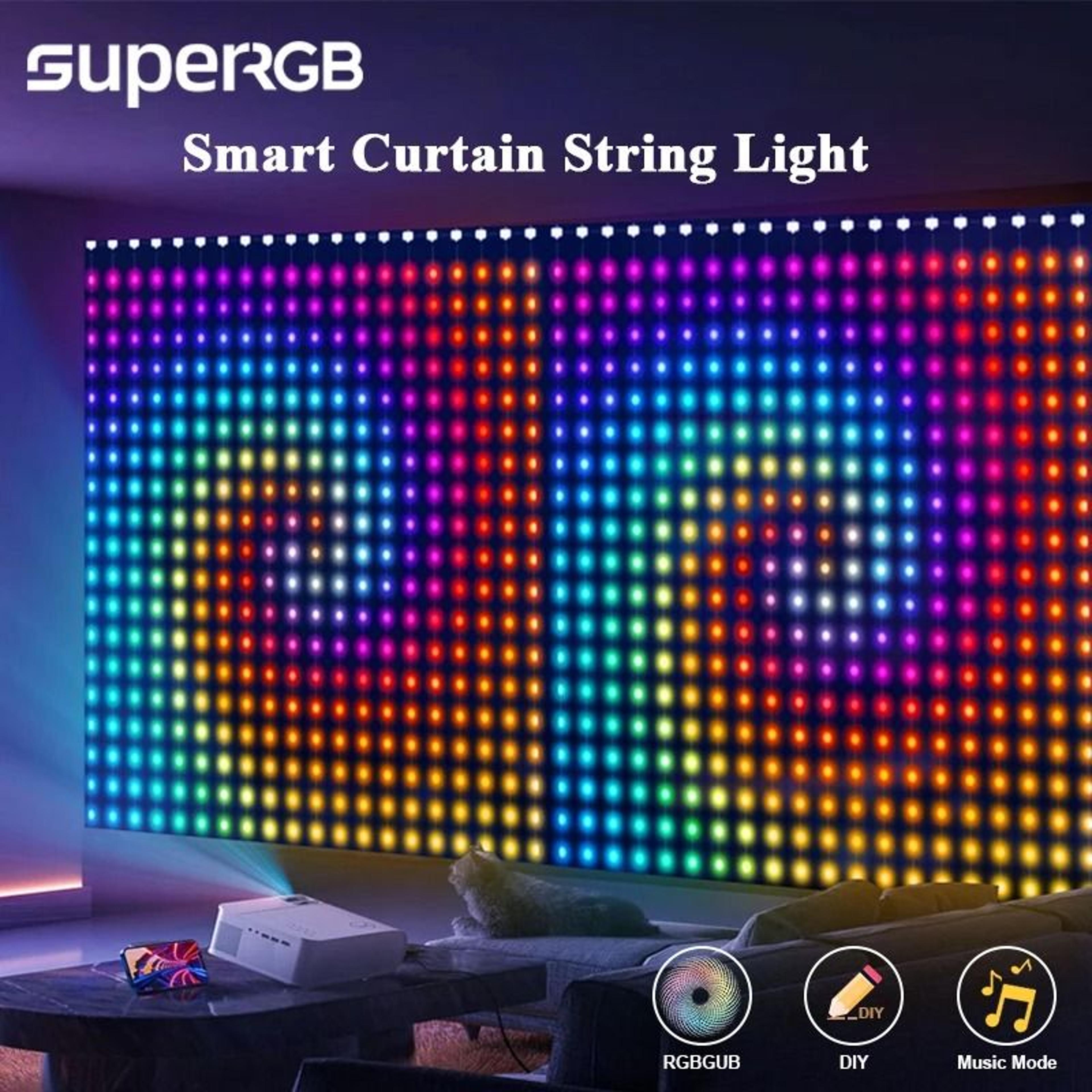 2pcs smart rgb led curtain lights with music sync, app & remote control for bedroom & garden decor