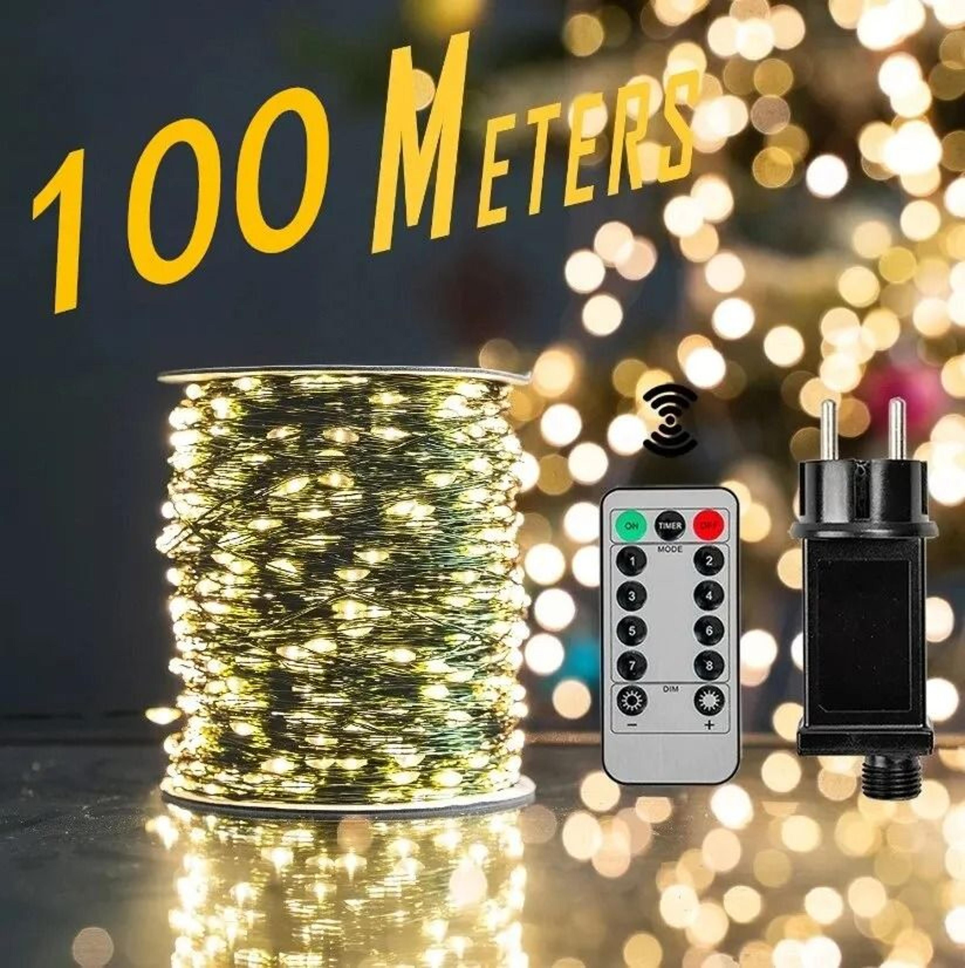 500/1000 led commercial-grade outdoor fairy string light garland with remote control & waterproof adapter